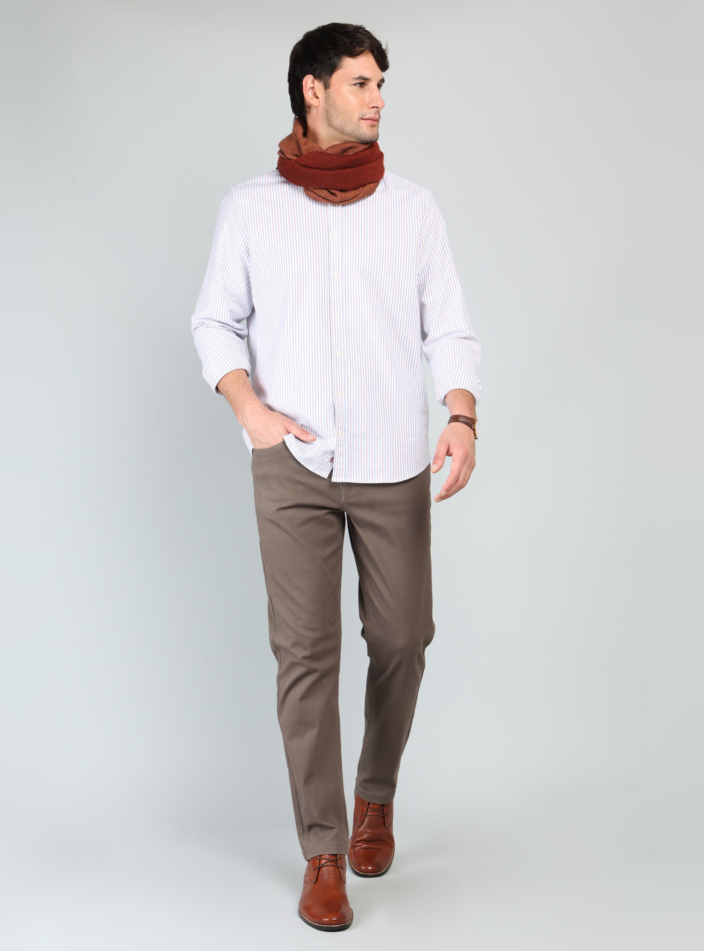 CAMISA OXFORD SPANDEX REGULAR FIT ROJO ARROW - 4
