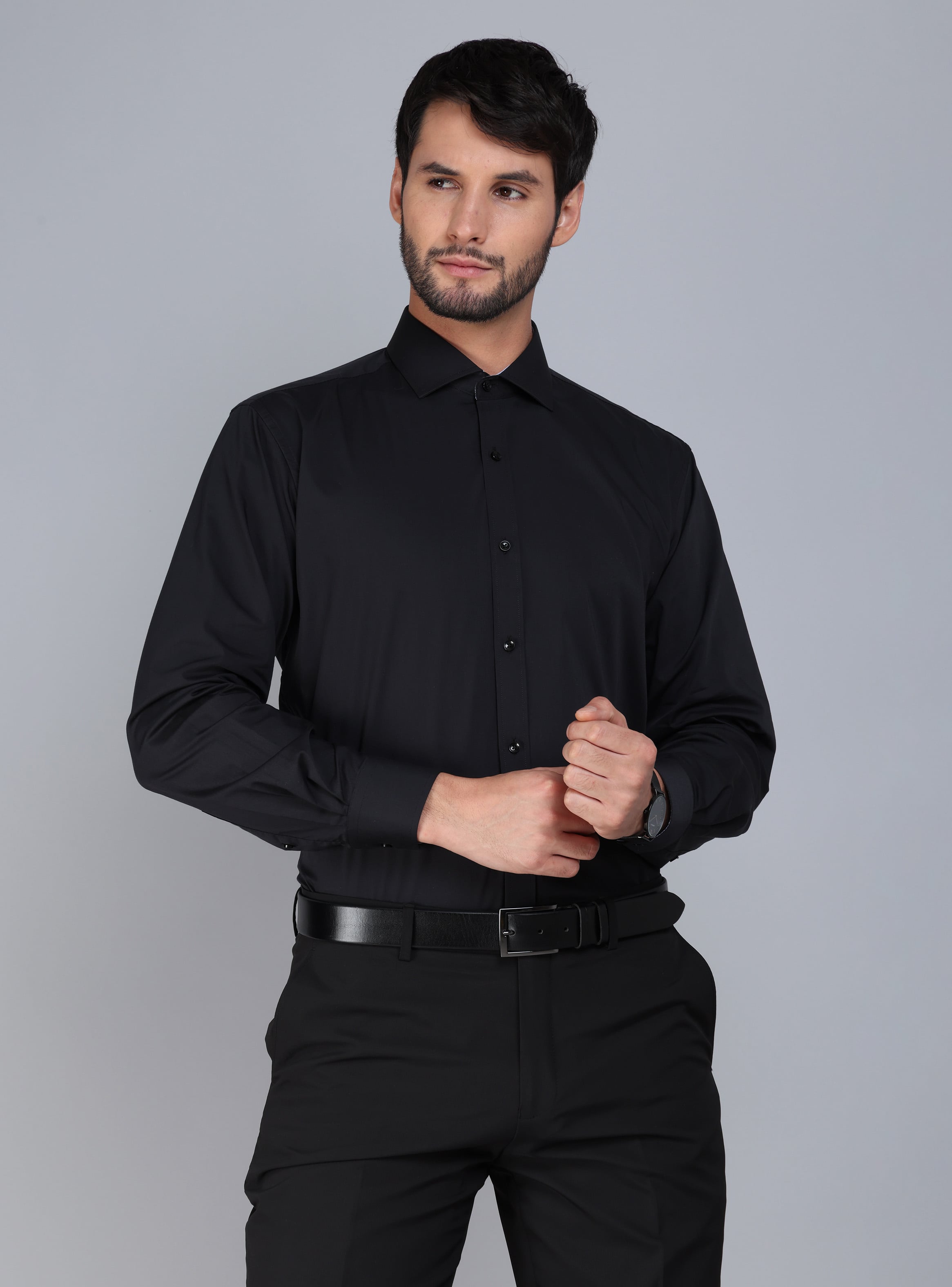 CAMISA FORMAL SPANDEX SLIM FIT NEGRO ARROW - 1