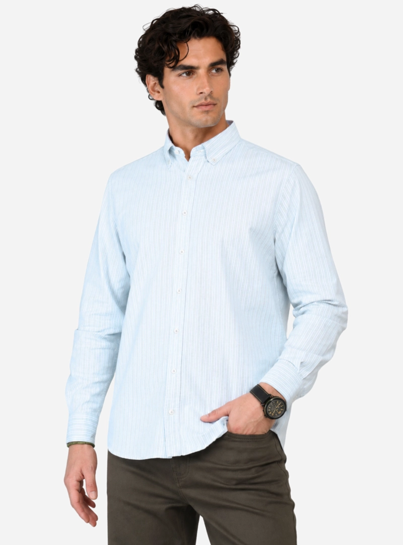 CAMISA OXFORD SPANDEX REGULAR FIT VERDE ARROW - 1