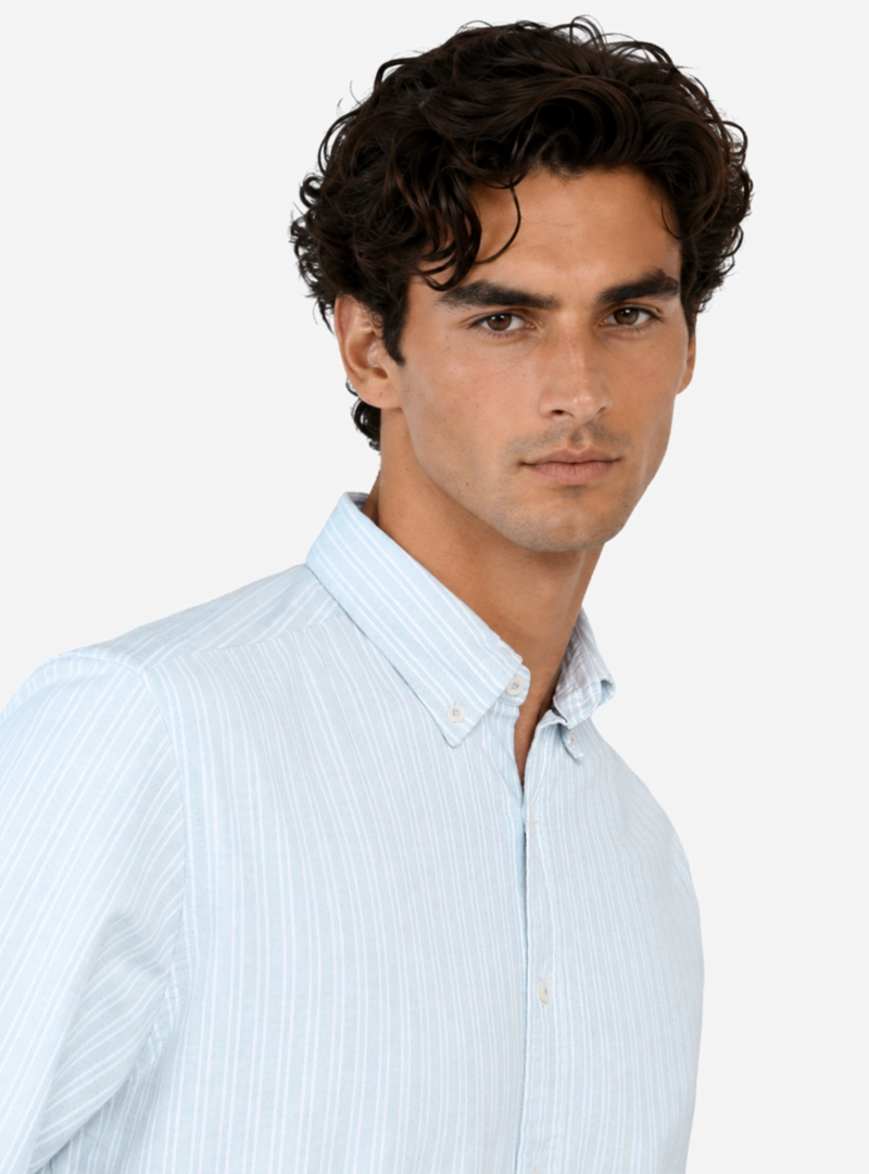 CAMISA OXFORD SPANDEX REGULAR FIT VERDE ARROW - 3