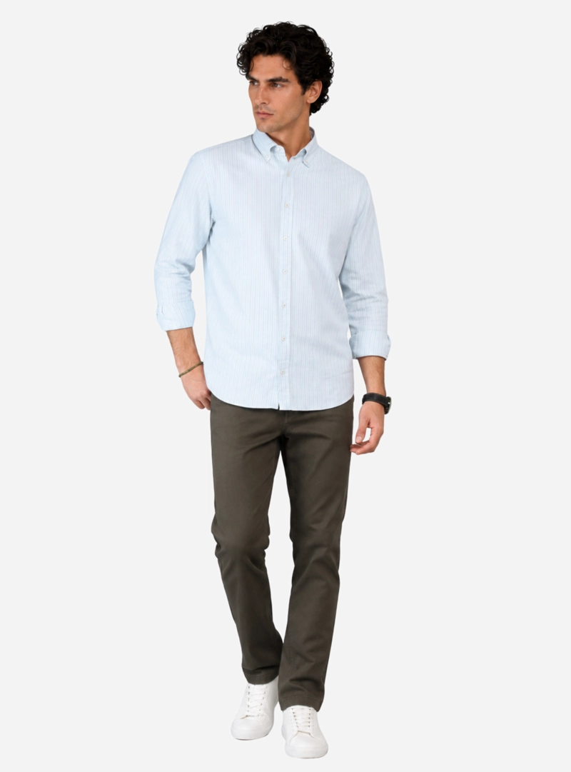 CAMISA OXFORD SPANDEX REGULAR FIT VERDE ARROW - 4