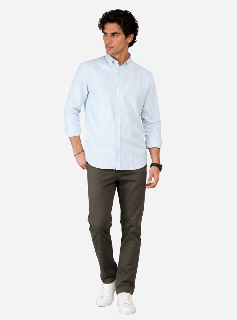 CAMISA OXFORD SPANDEX REGULAR FIT VERDE ARROW - 4