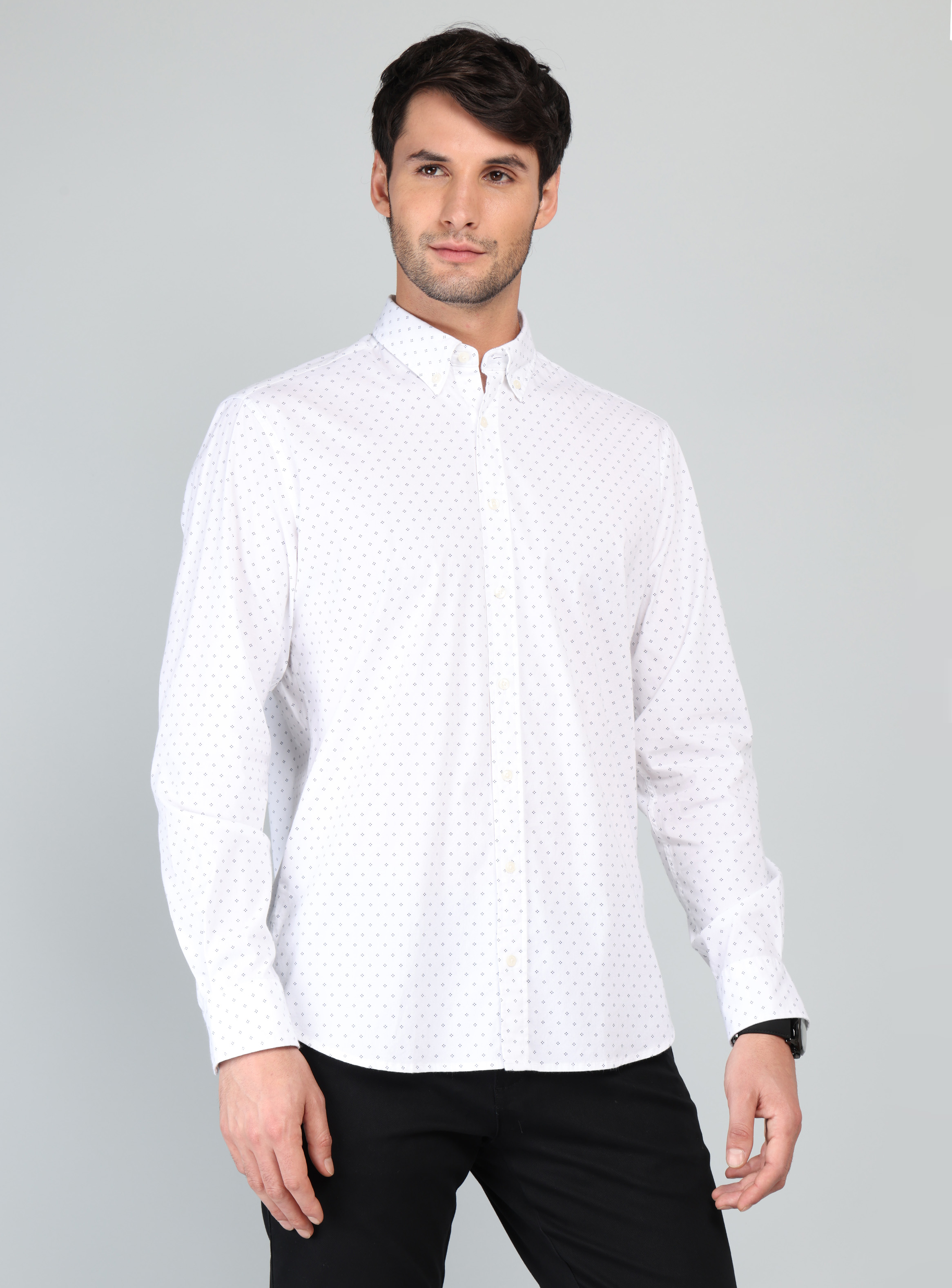 CAMISA PRINT SPANDEX REGULAR FIT BLANCO ARROW - 1