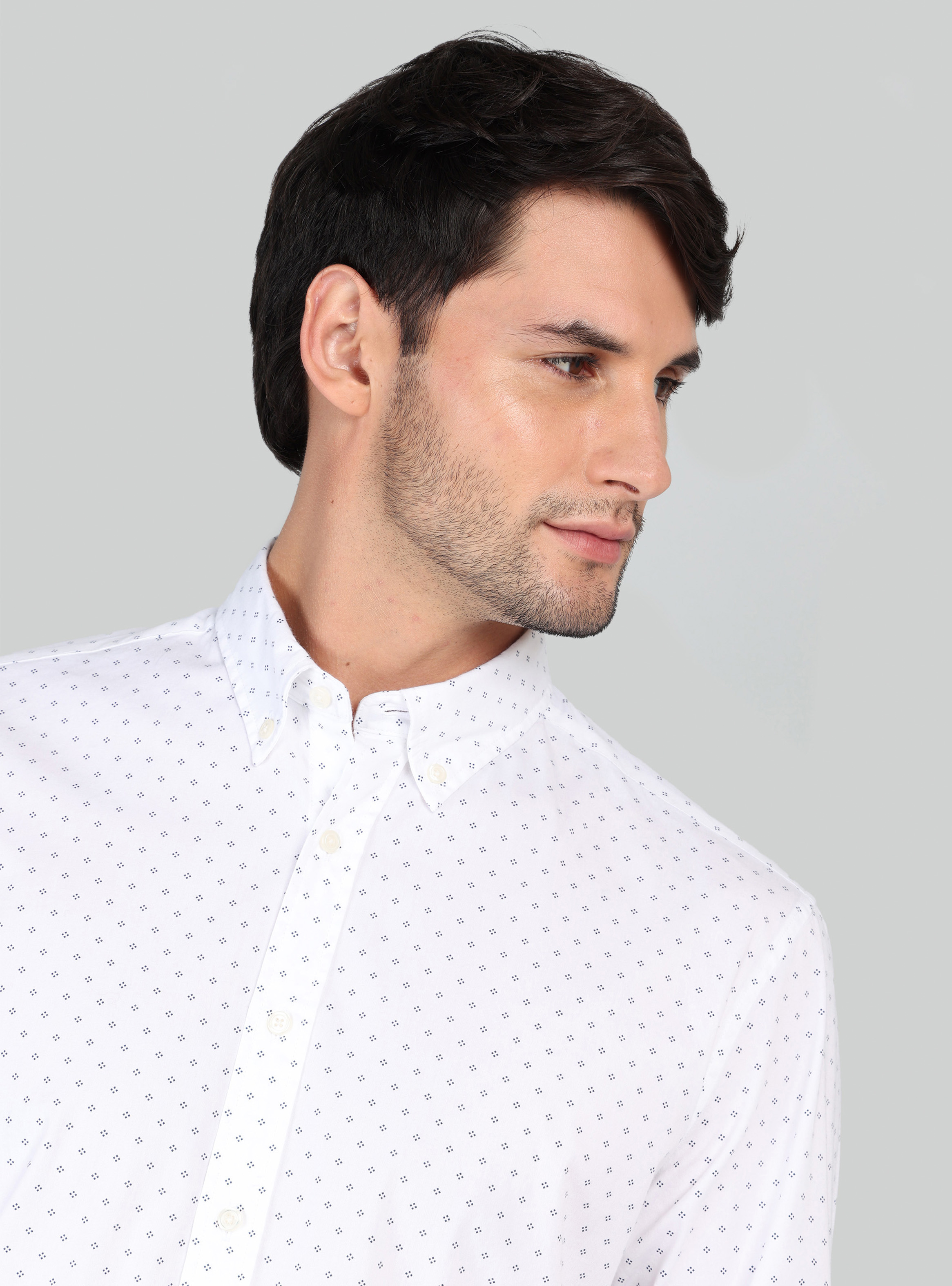 CAMISA PRINT SPANDEX REGULAR FIT BLANCO ARROW - 3