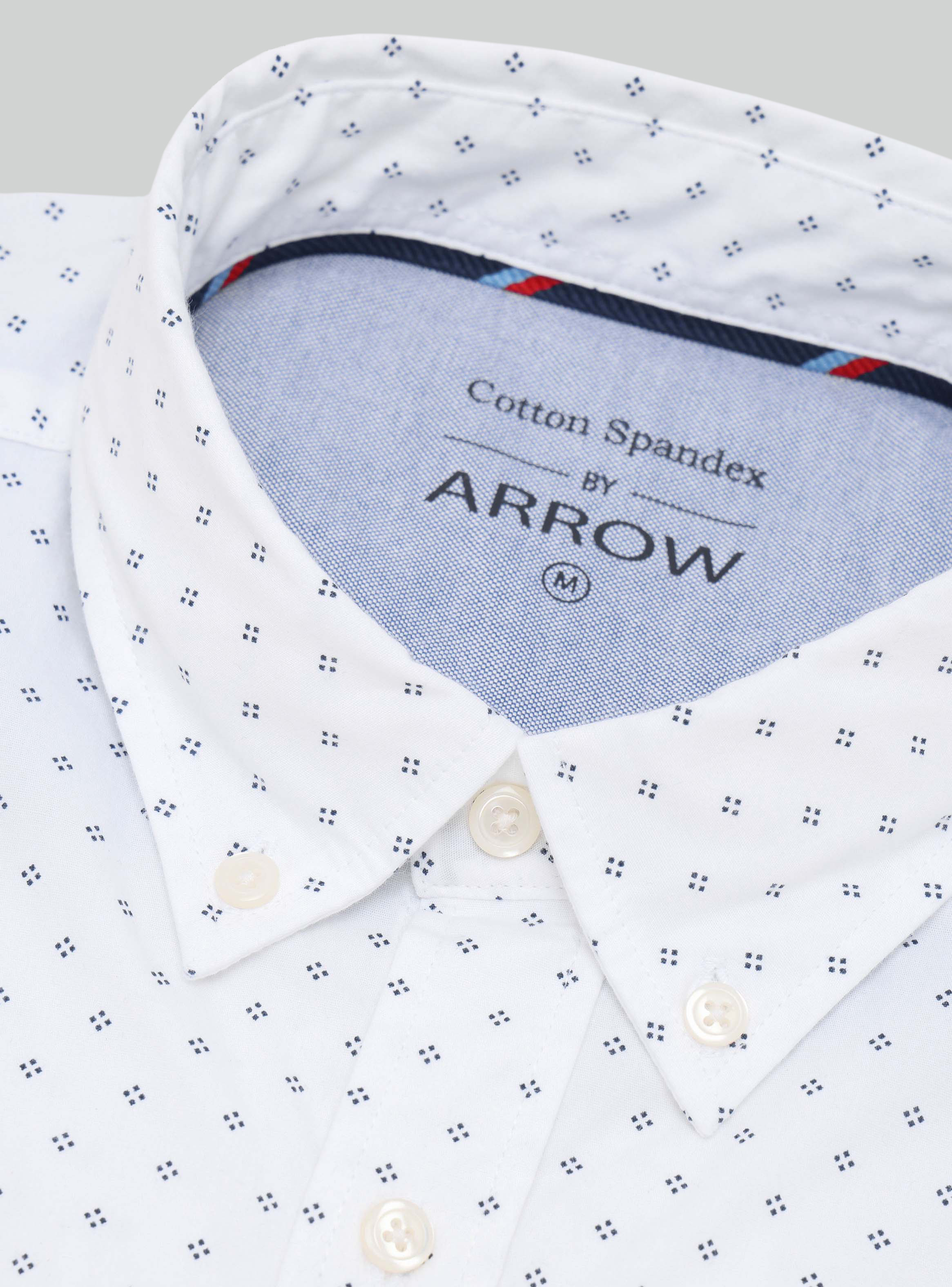 CAMISA PRINT SPANDEX REGULAR FIT BLANCO ARROW - 5