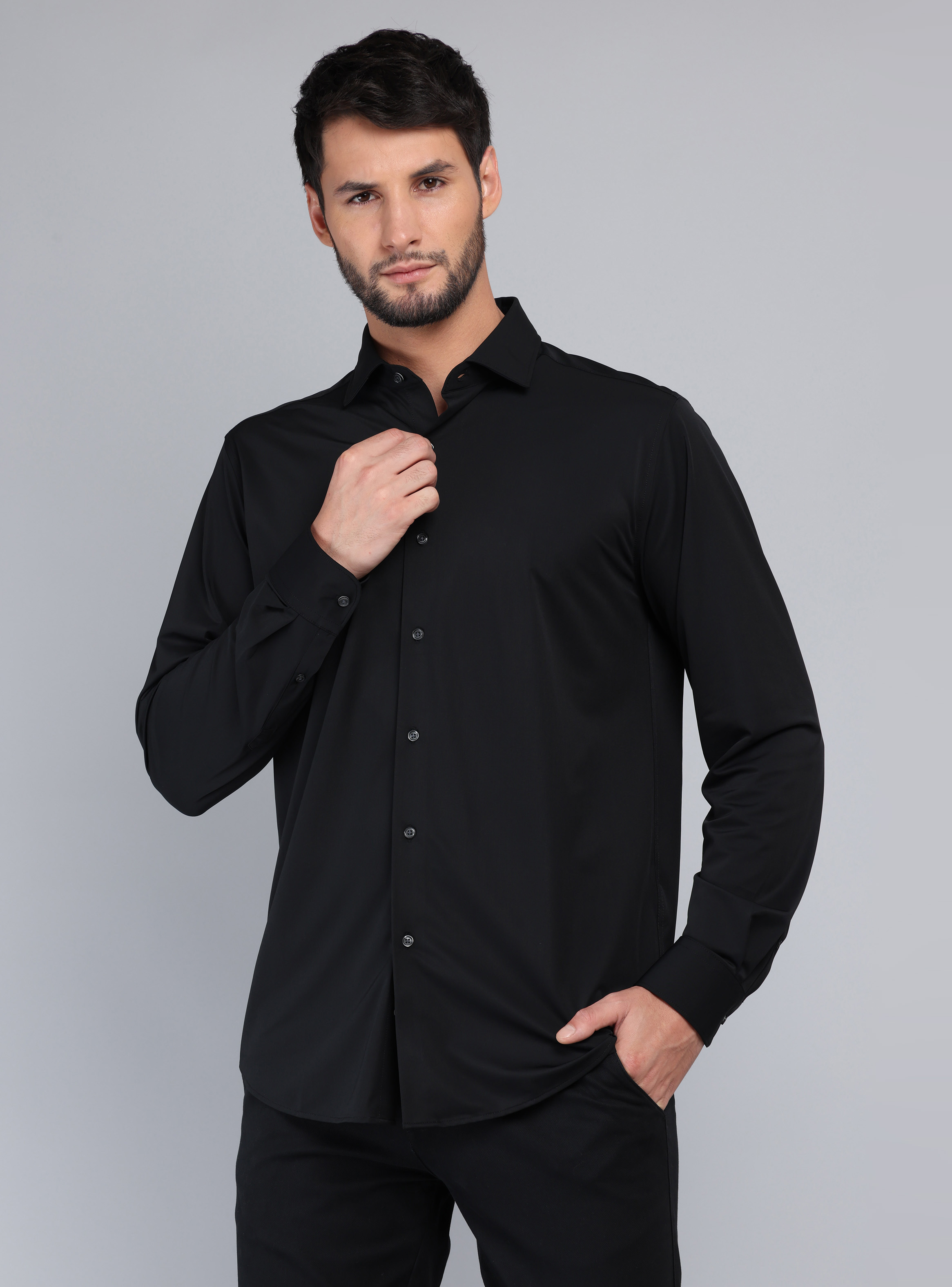 CAMISA ULTRA SPANDEX REGULAR FIT NEGRO ARROW - 1