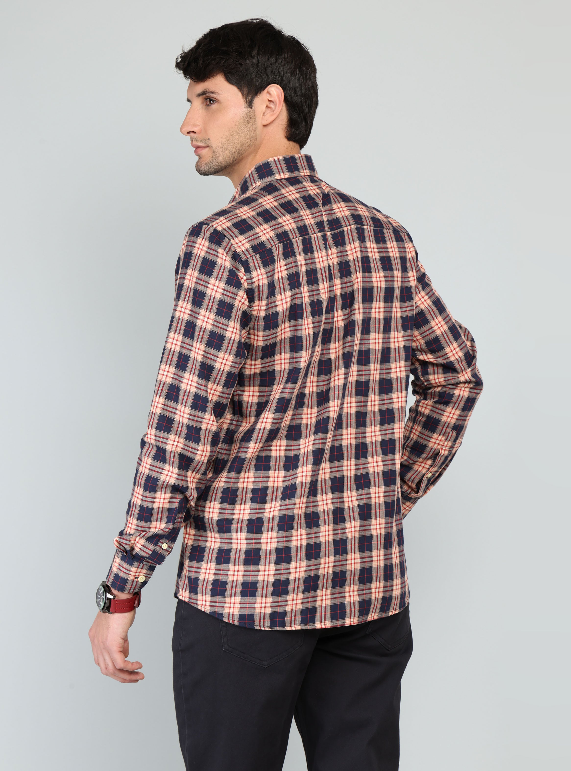 CAMISA A CUADROS REGULAR FIT NARANJA ARROW - 2