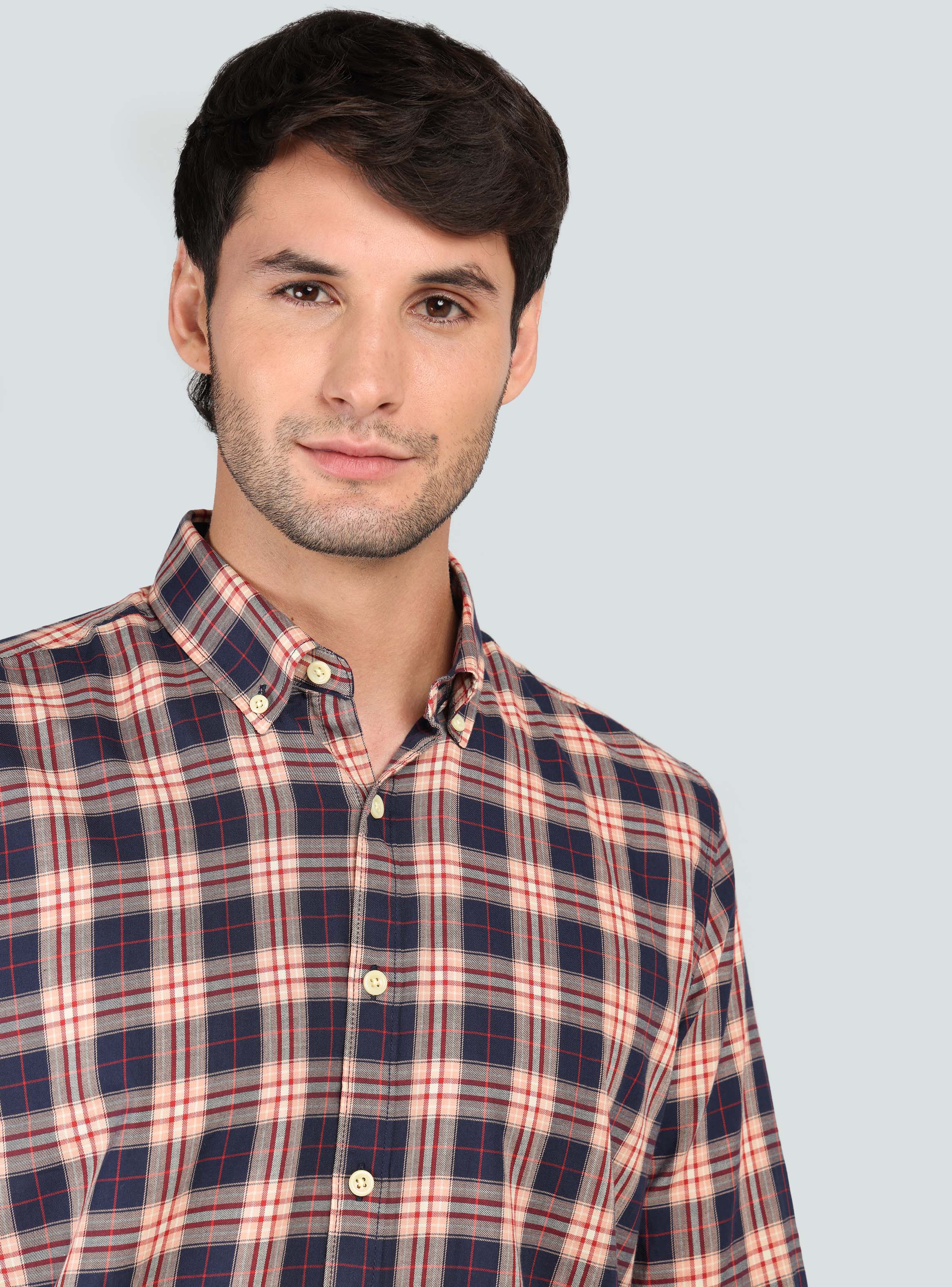CAMISA A CUADROS REGULAR FIT NARANJA ARROW - 3