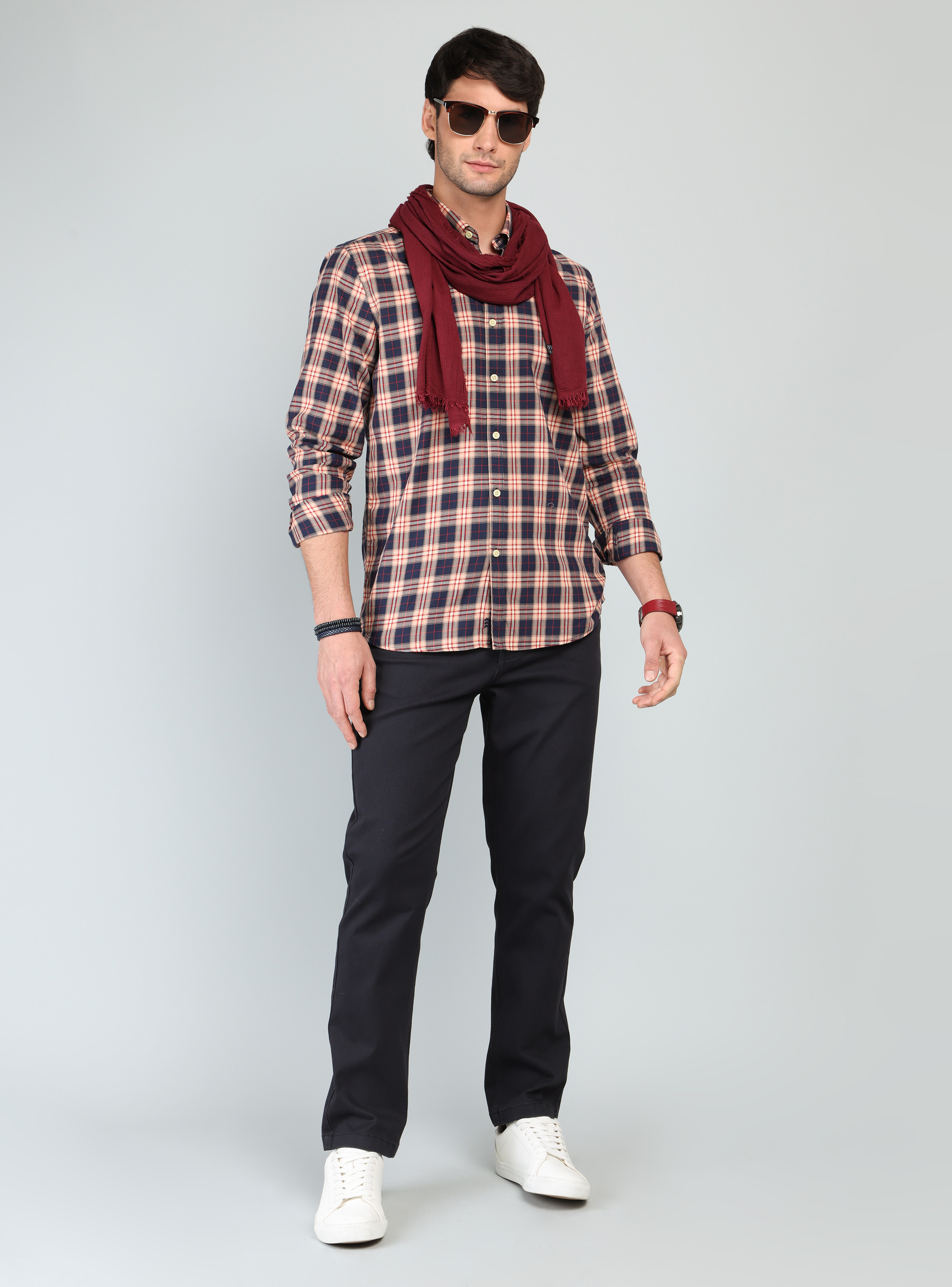 CAMISA A CUADROS REGULAR FIT NARANJA ARROW - 4