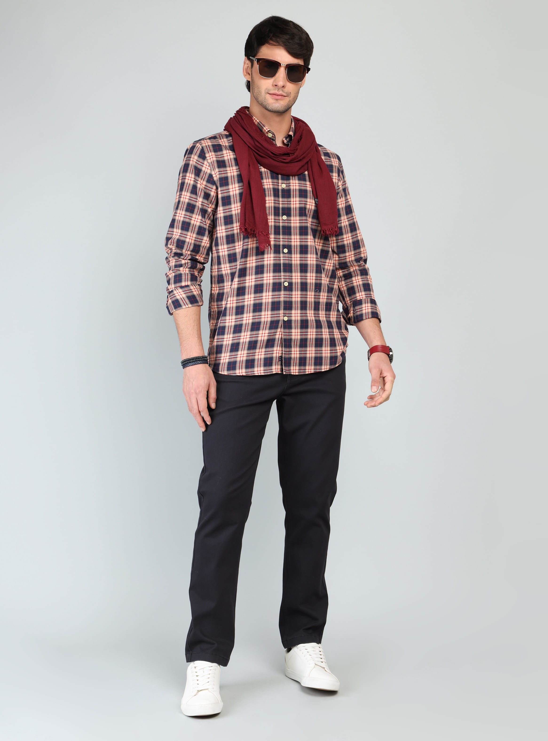 CAMISA A CUADROS REGULAR FIT NARANJA ARROW - 4