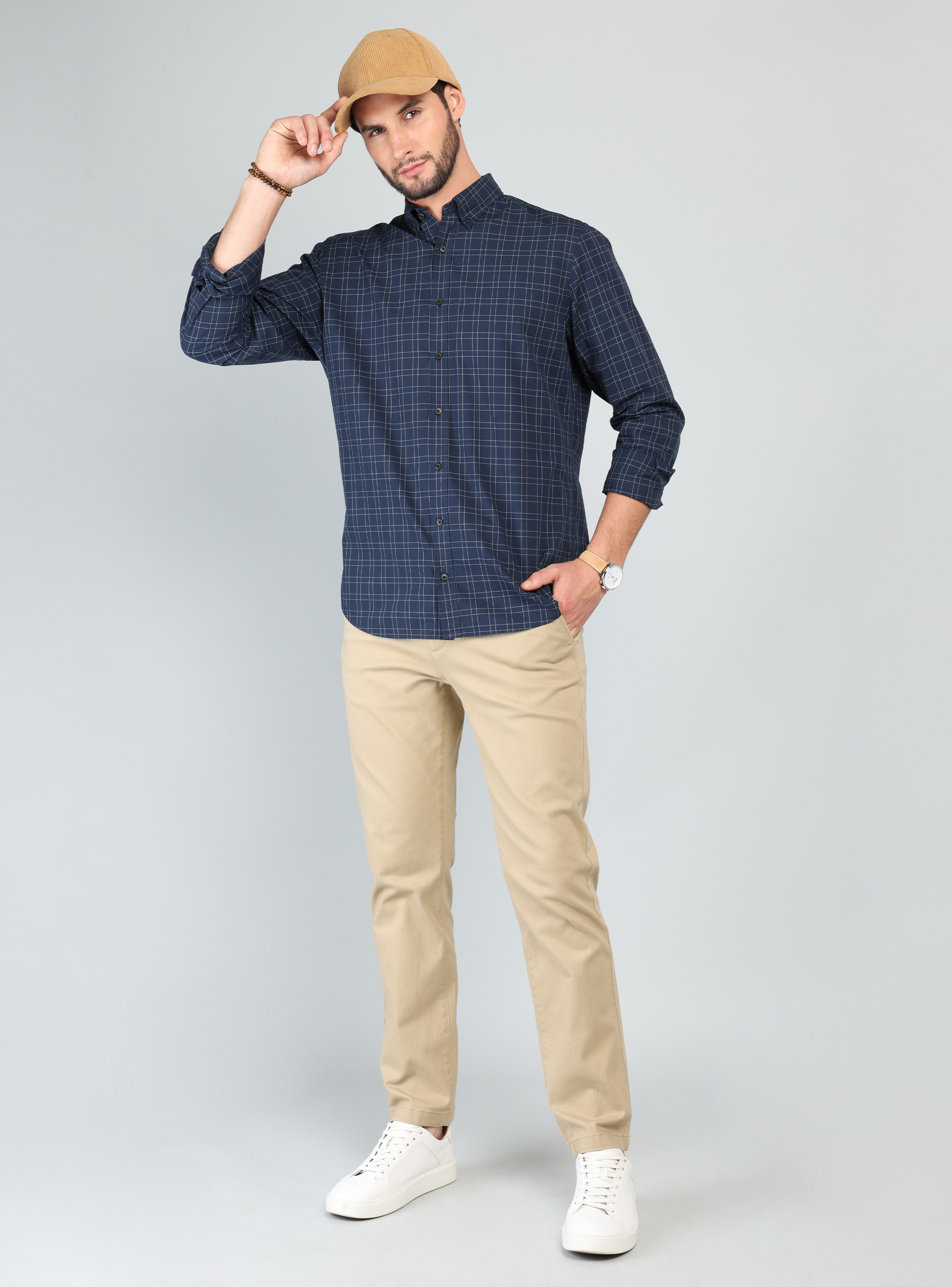 CAMISA A CUADROS REGULAR FIT AZUL MARINO ARROW - 4