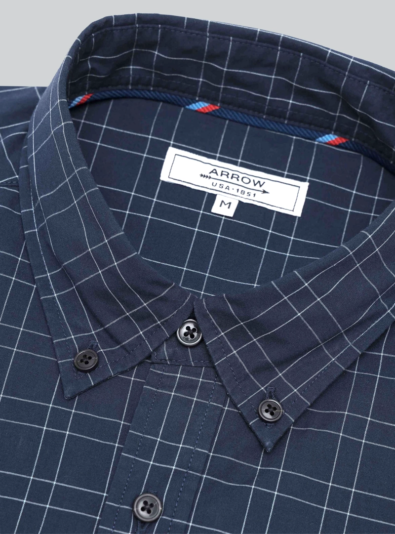 CAMISA A CUADROS REGULAR FIT AZUL MARINO ARROW - 6
