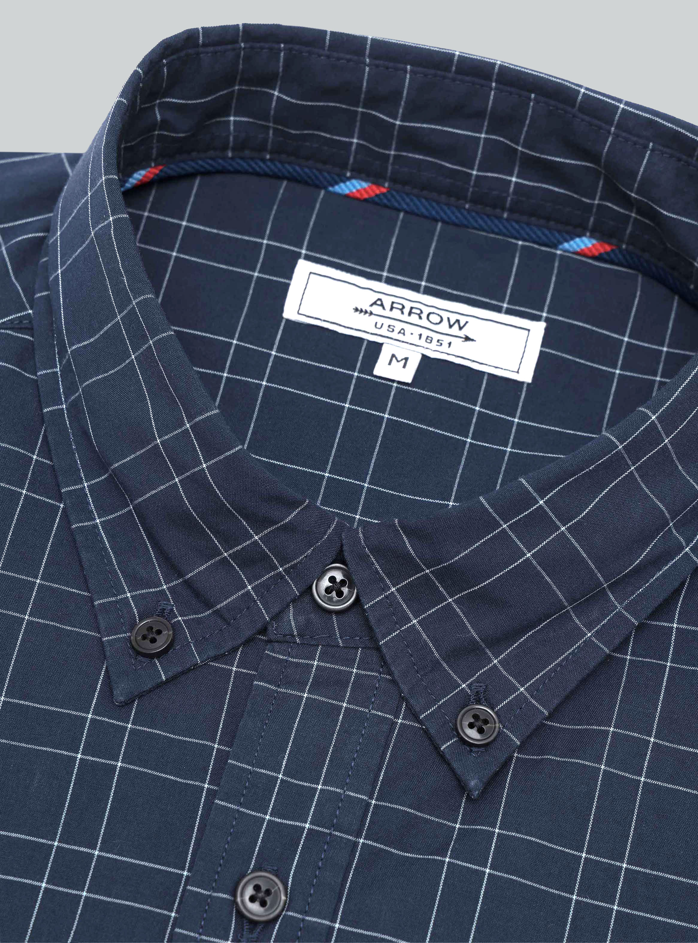CAMISA A CUADROS REGULAR FIT AZUL MARINO ARROW - 6