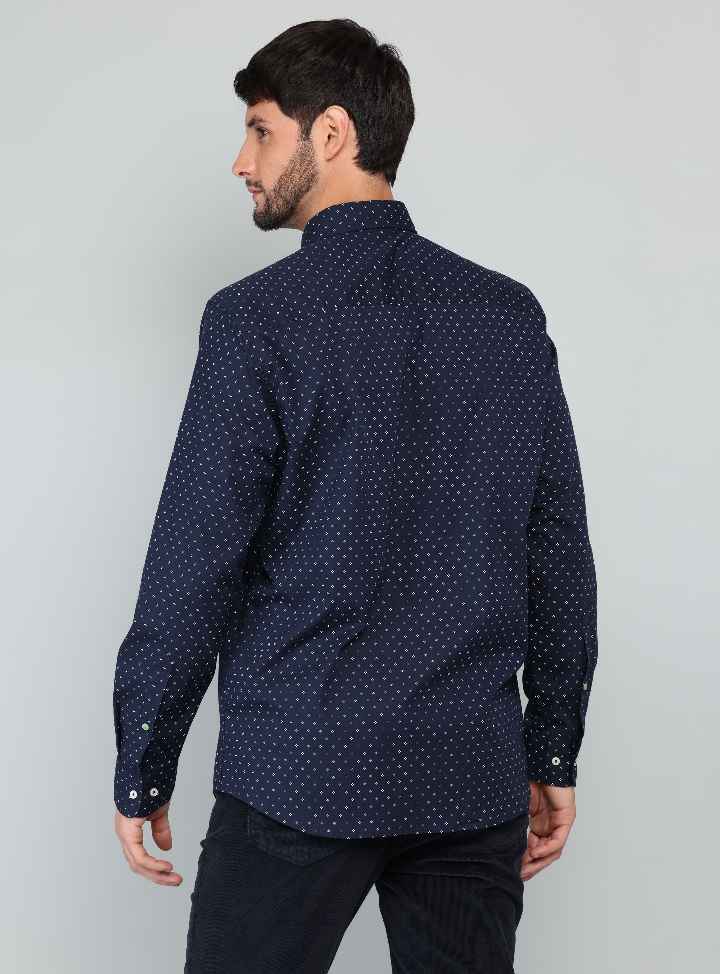 CAMISA PRINT SPANDEX REGULAR FIT AZUL MARINO ARROW - 2