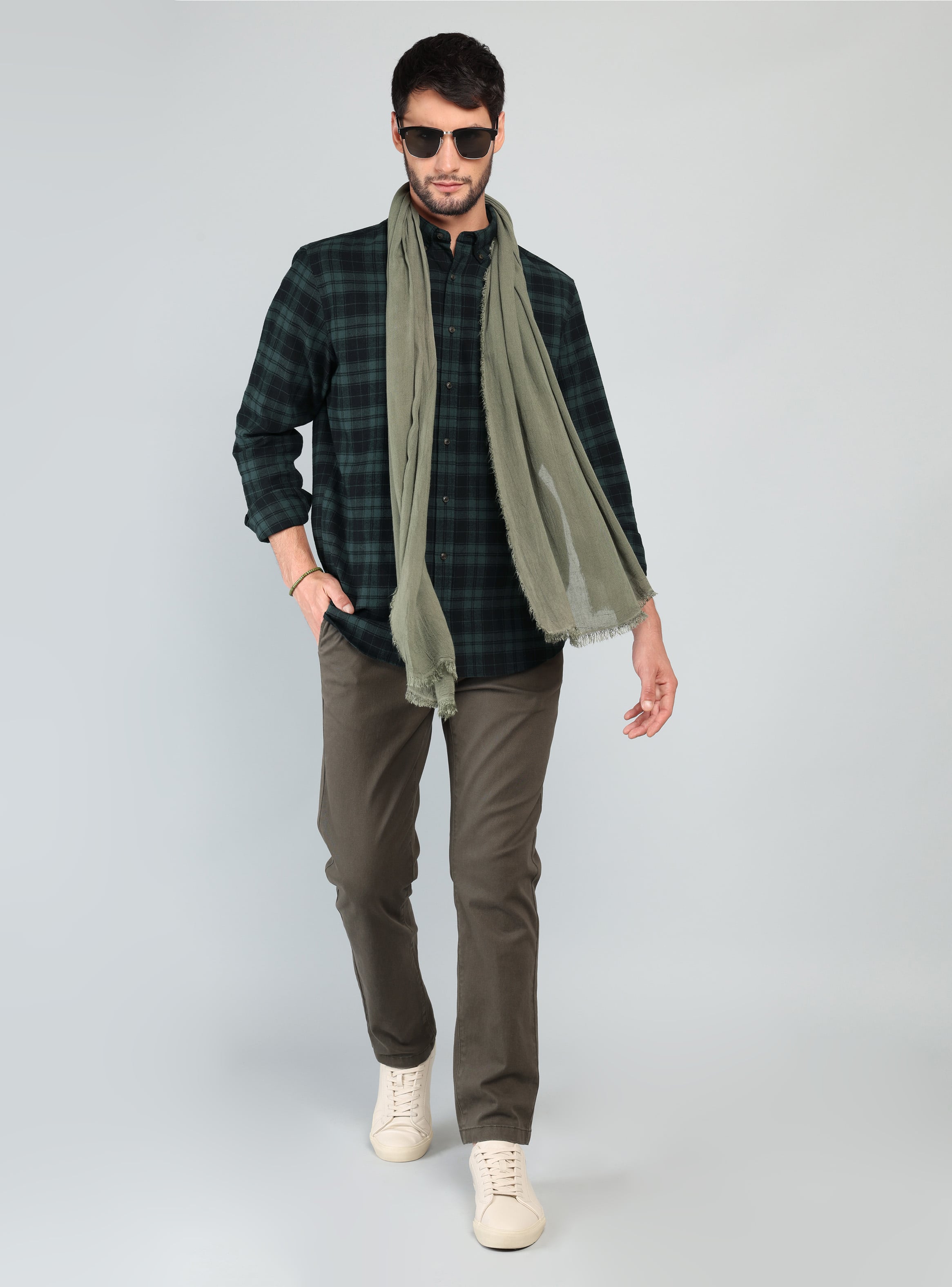 CAMISA ESCOCESA REGULAR FIT VERDE ARROW - 4