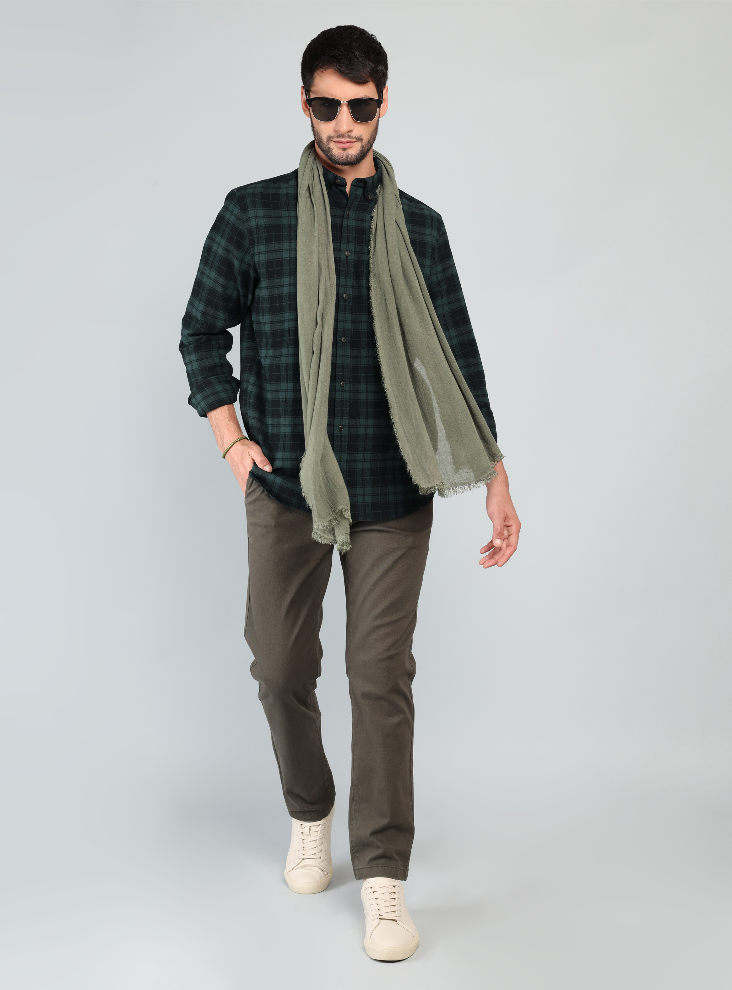 CAMISA ESCOCESA REGULAR FIT VERDE ARROW - 4