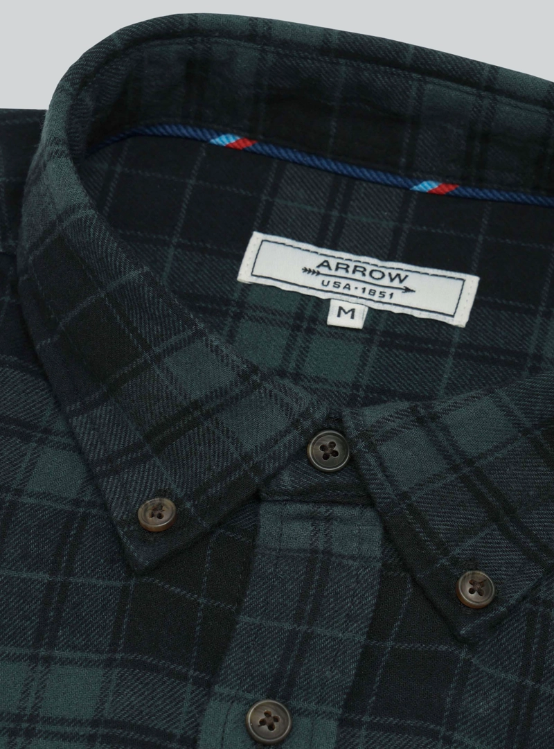 CAMISA ESCOCESA REGULAR FIT VERDE ARROW - 5