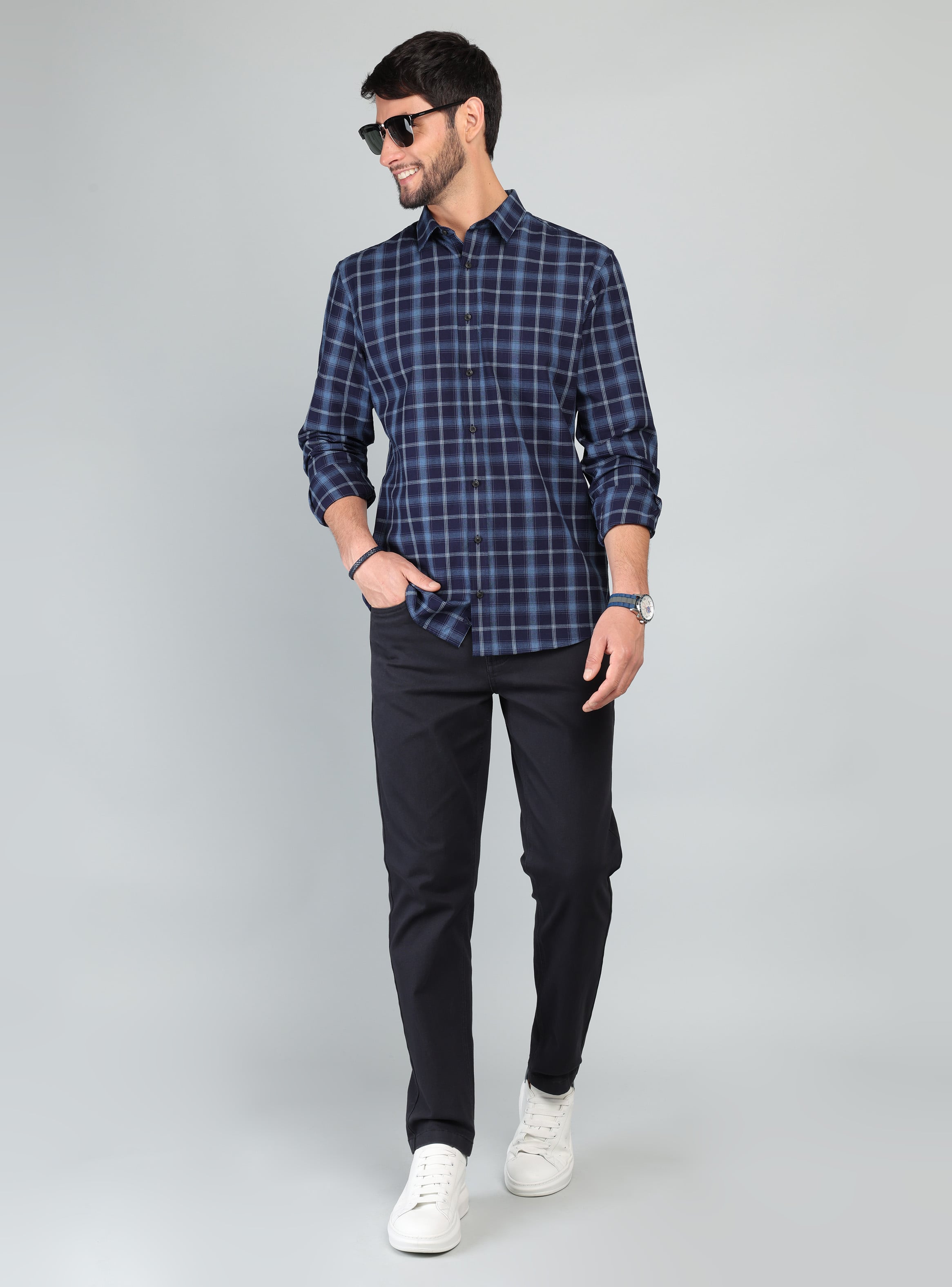 CAMISA A CUADROS REGULAR FIT AZUL ARROW - 4