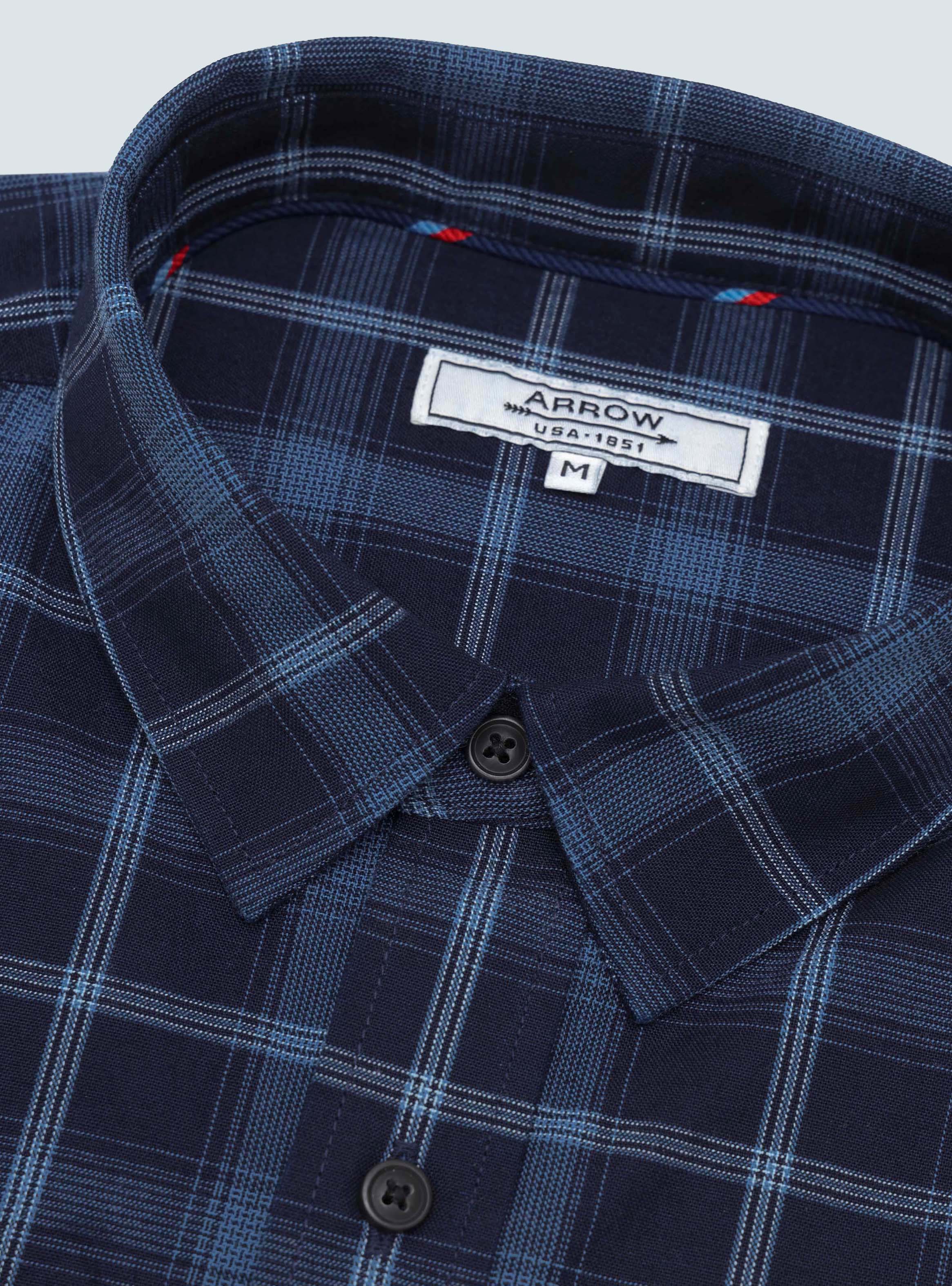 CAMISA A CUADROS REGULAR FIT AZUL ARROW - 5