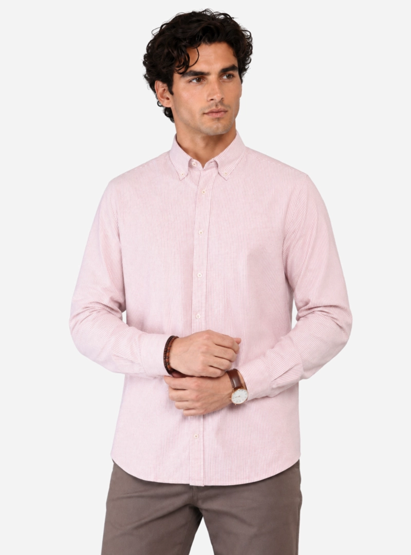 CAMISA OXFORD SPANDEX REGULAR FIT ROSADO ARROW - 1