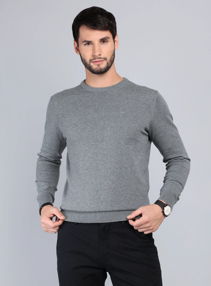 SWEATER CUELLO REDONDO REGULAR FIT GRIS ARROW - 1