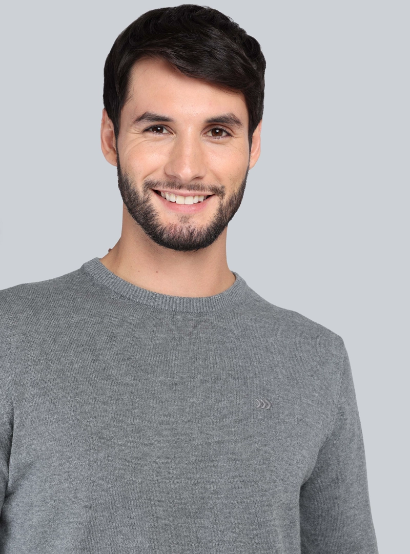 SWEATER CUELLO REDONDO REGULAR FIT GRIS ARROW - 3