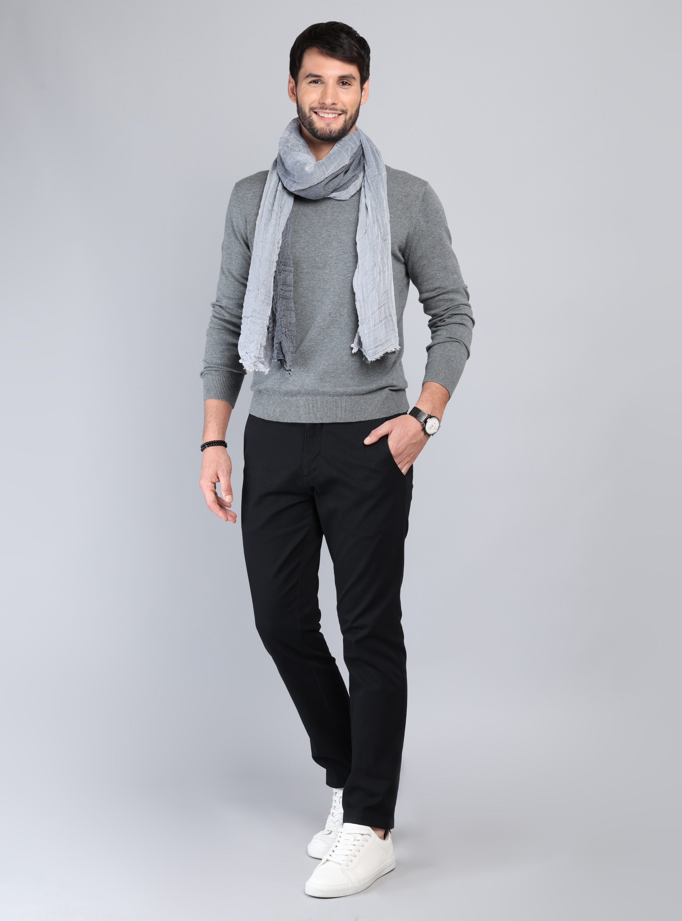 SWEATER CUELLO REDONDO REGULAR FIT GRIS ARROW - 4