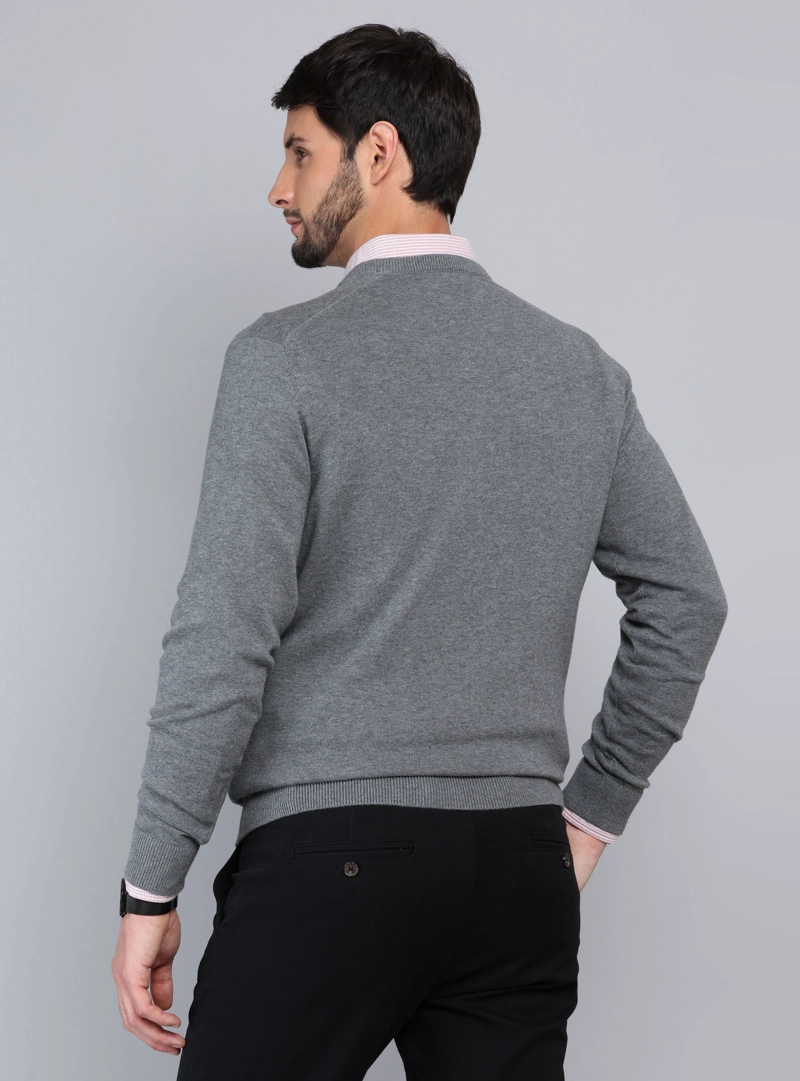 SWEATER CUELLO V REGULAR FIT GRIS ARROW - 2