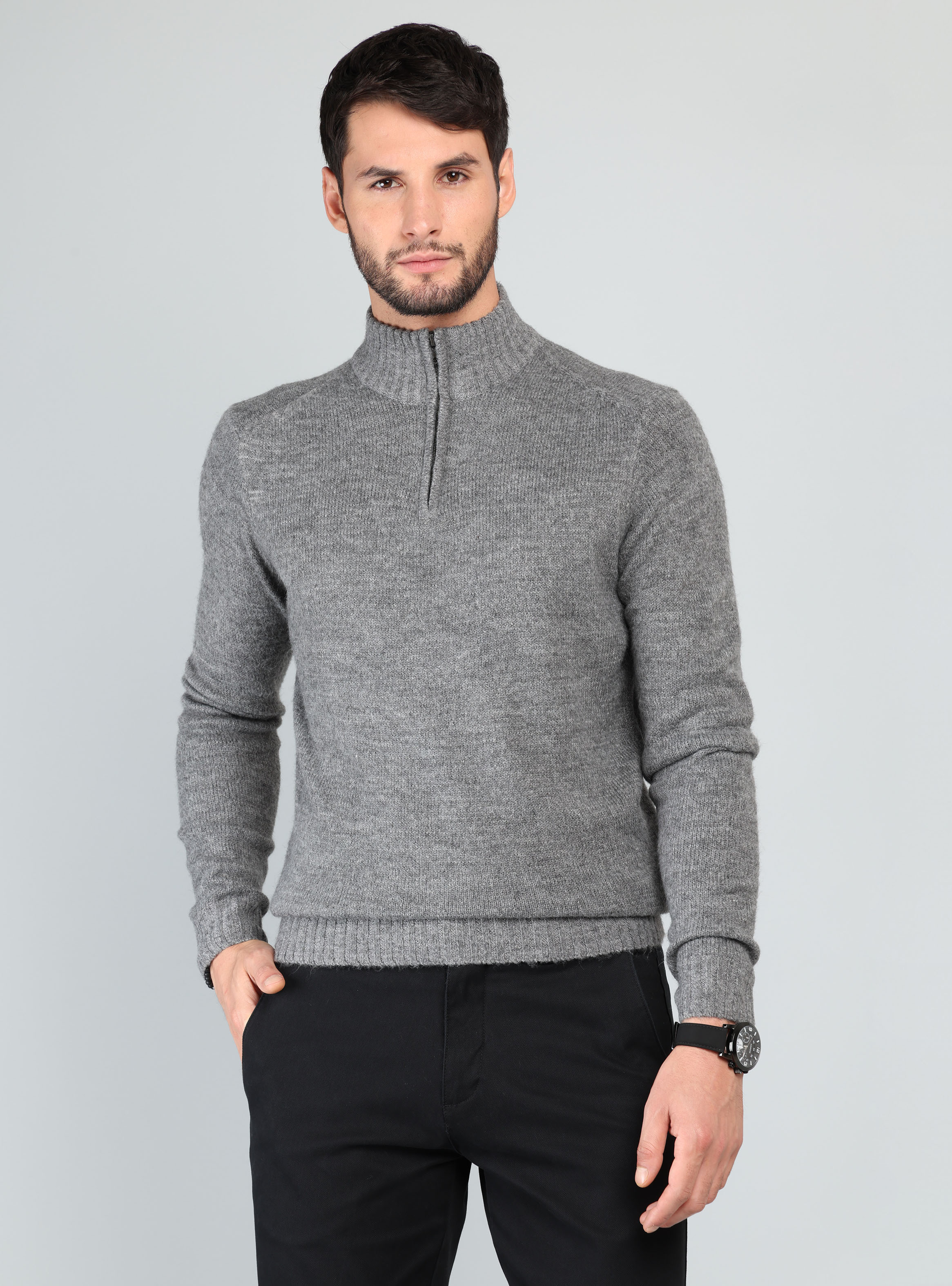 SWEATER CUELLO ALTO REGULAR FIT GRIS ARROW - 1
