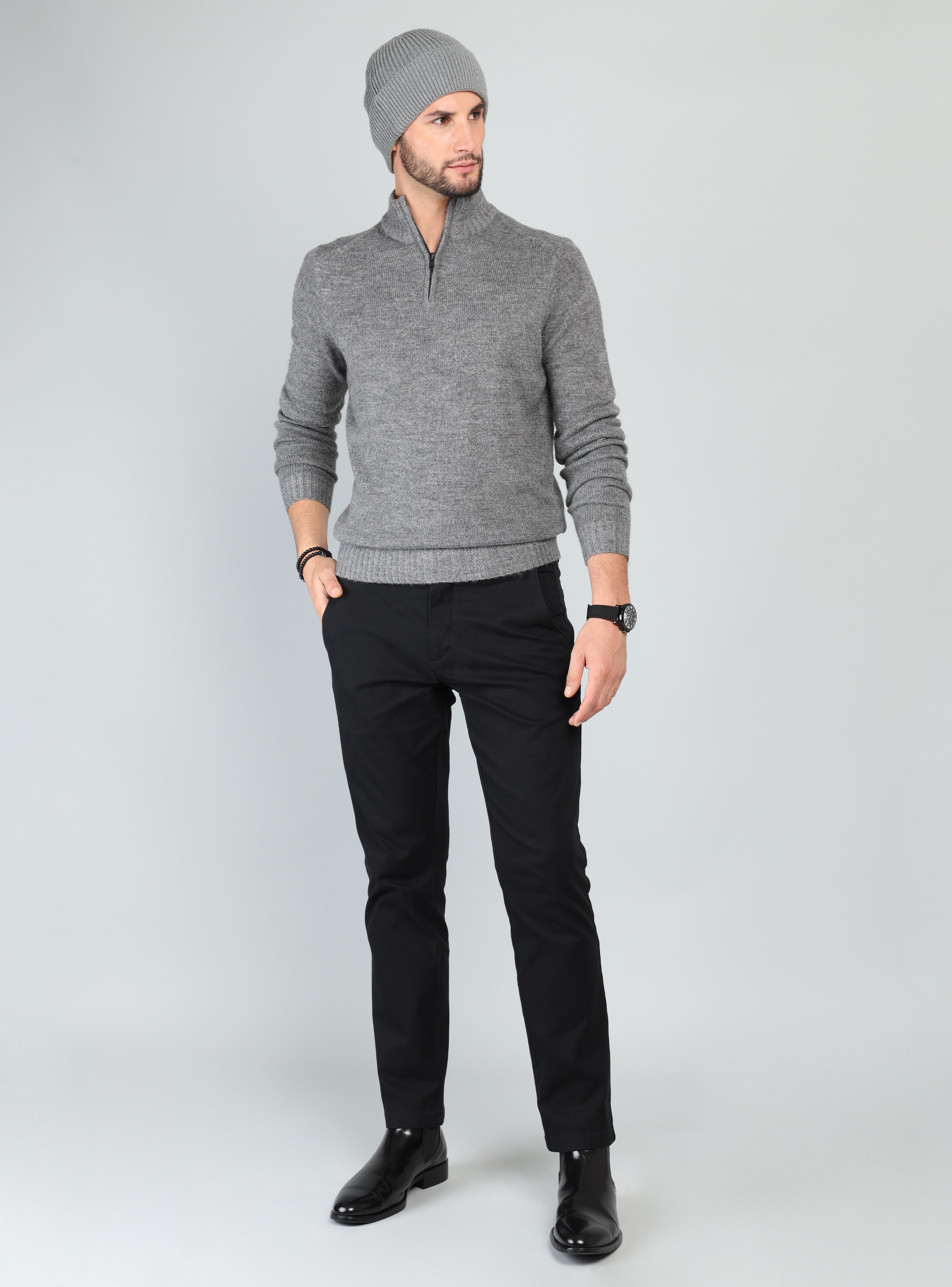 SWEATER CUELLO ALTO REGULAR FIT GRIS ARROW - 4