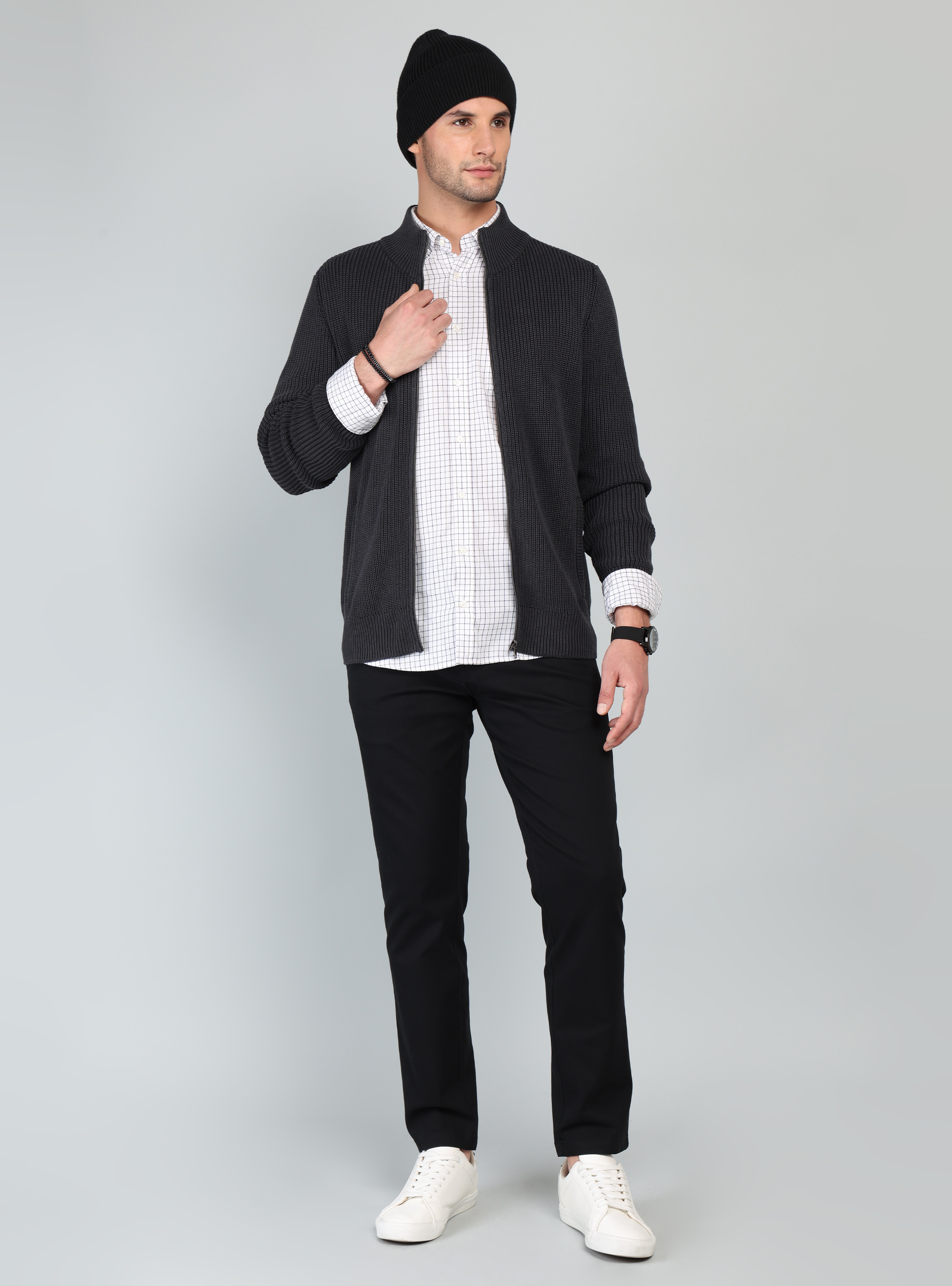 SWEATER STONE WASH REGULAR FIT AZUL OSCURO ARROW - 4