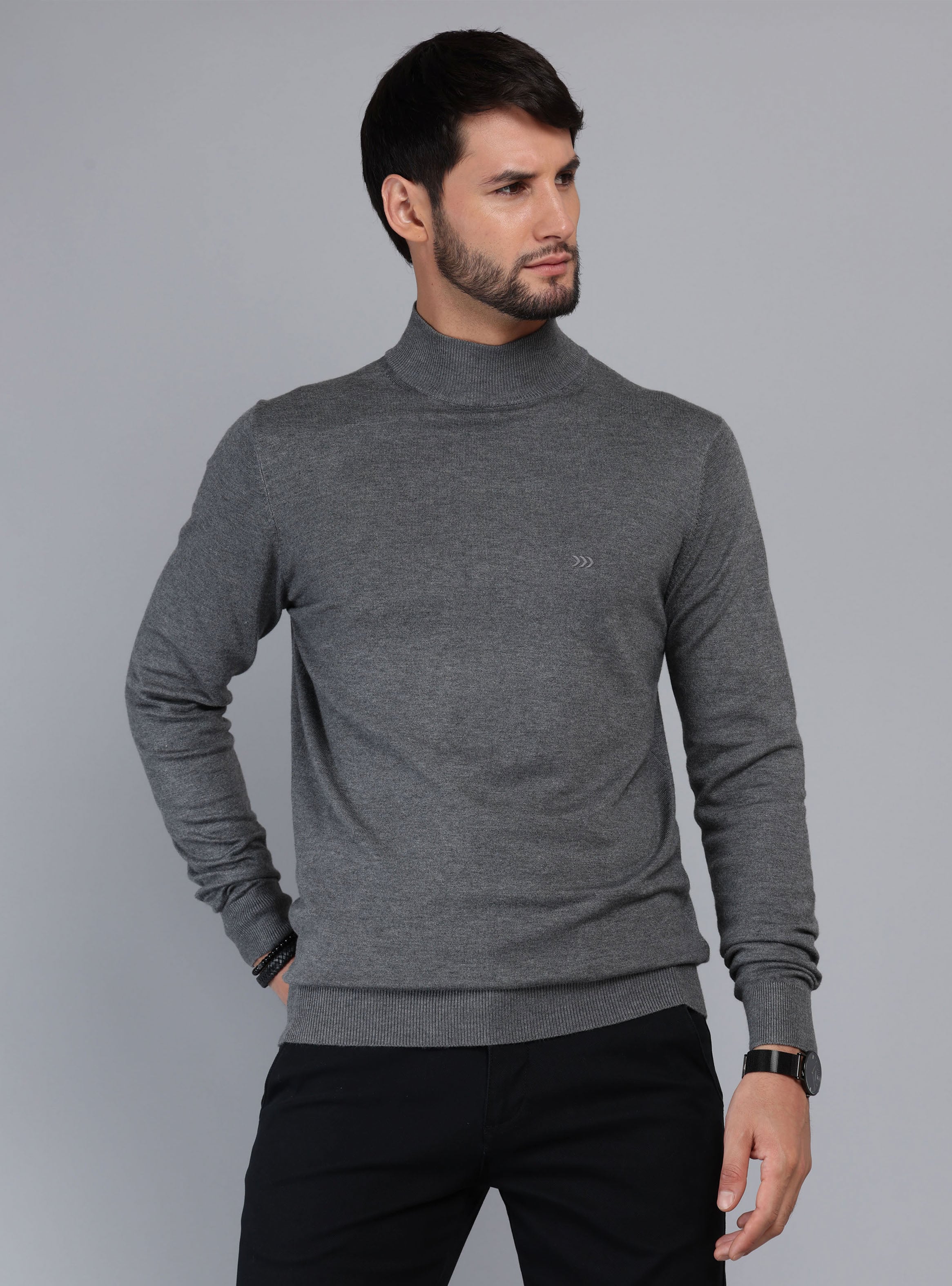 SWEATER CUELLO ALTO REGULAR FIT GRIS ARROW - 1