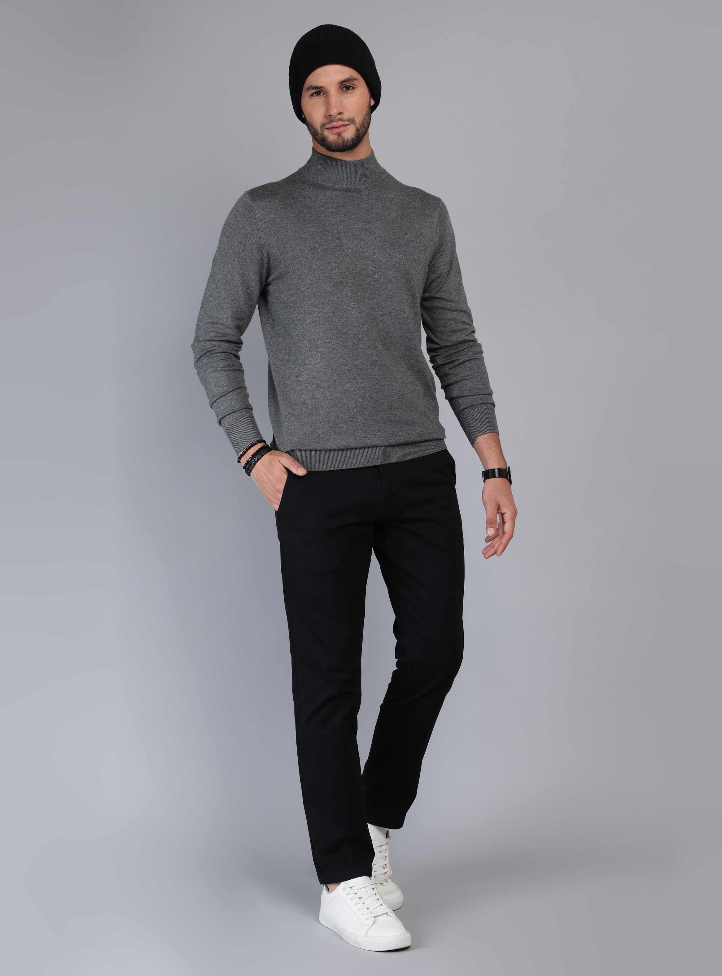SWEATER CUELLO ALTO REGULAR FIT GRIS ARROW - 4