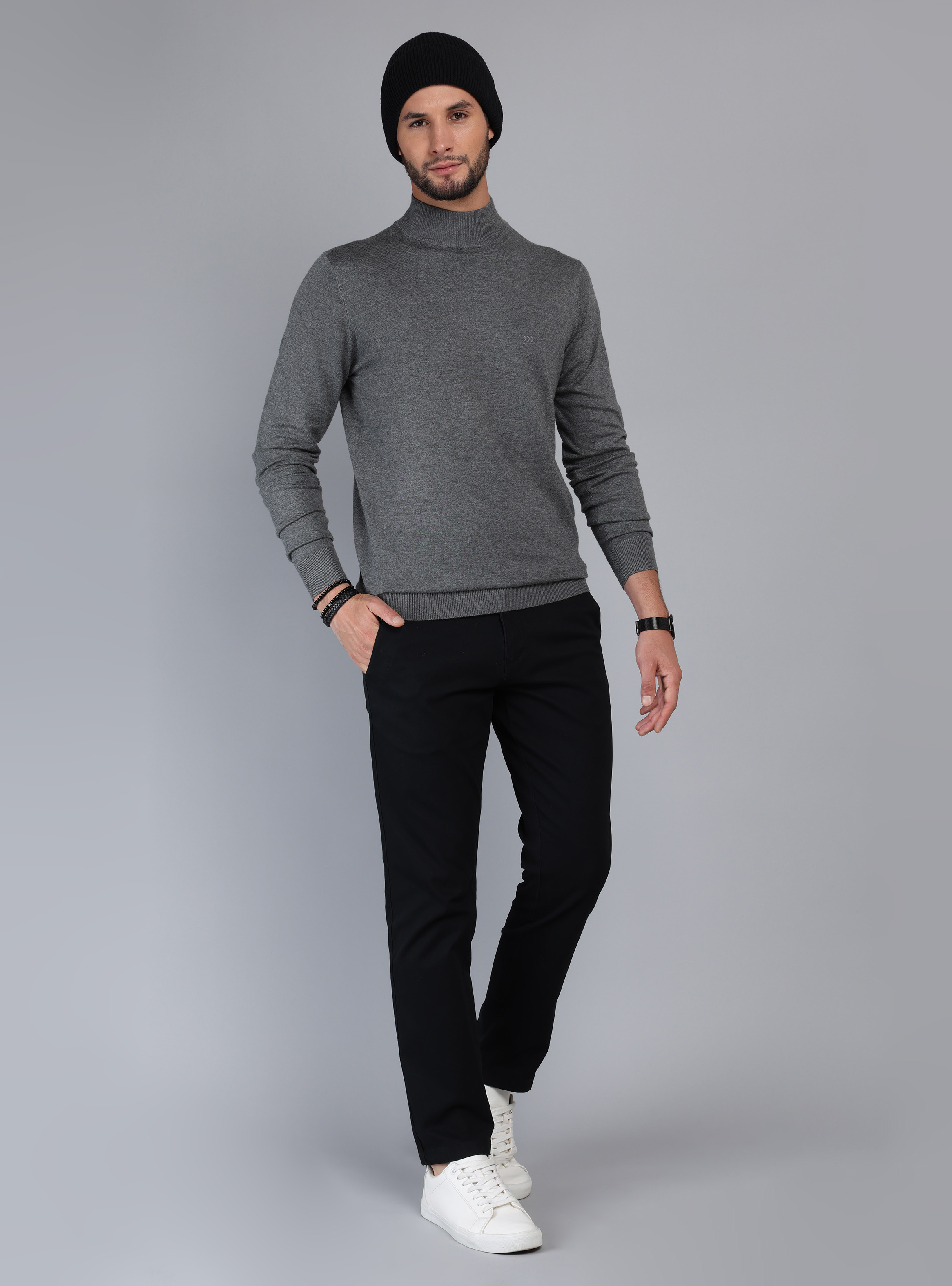 SWEATER CUELLO ALTO REGULAR FIT GRIS ARROW - 4