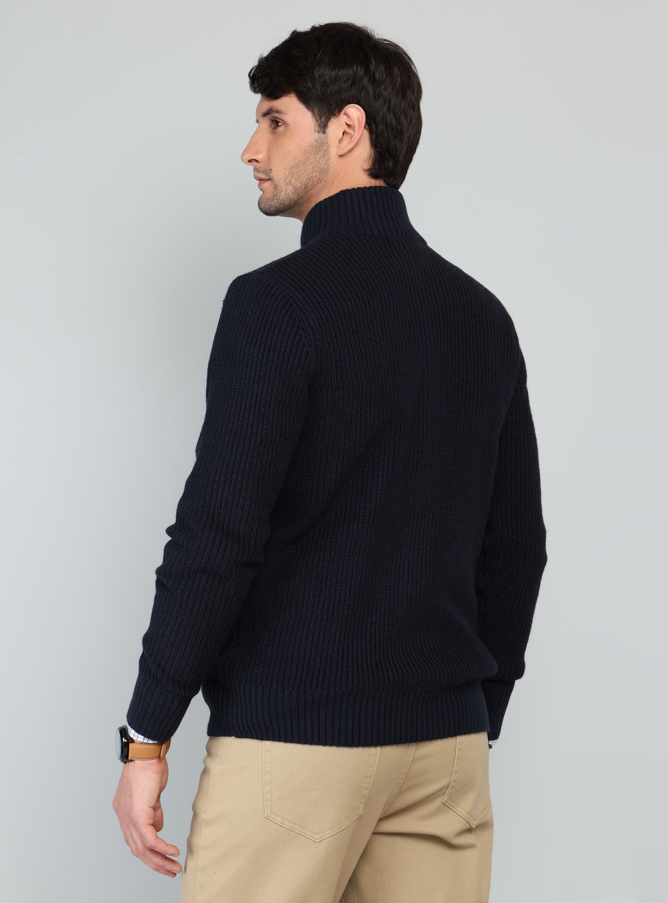 CARDIGAN CUELLO ALTO REGULAR FIT AZUL ARROW - 2