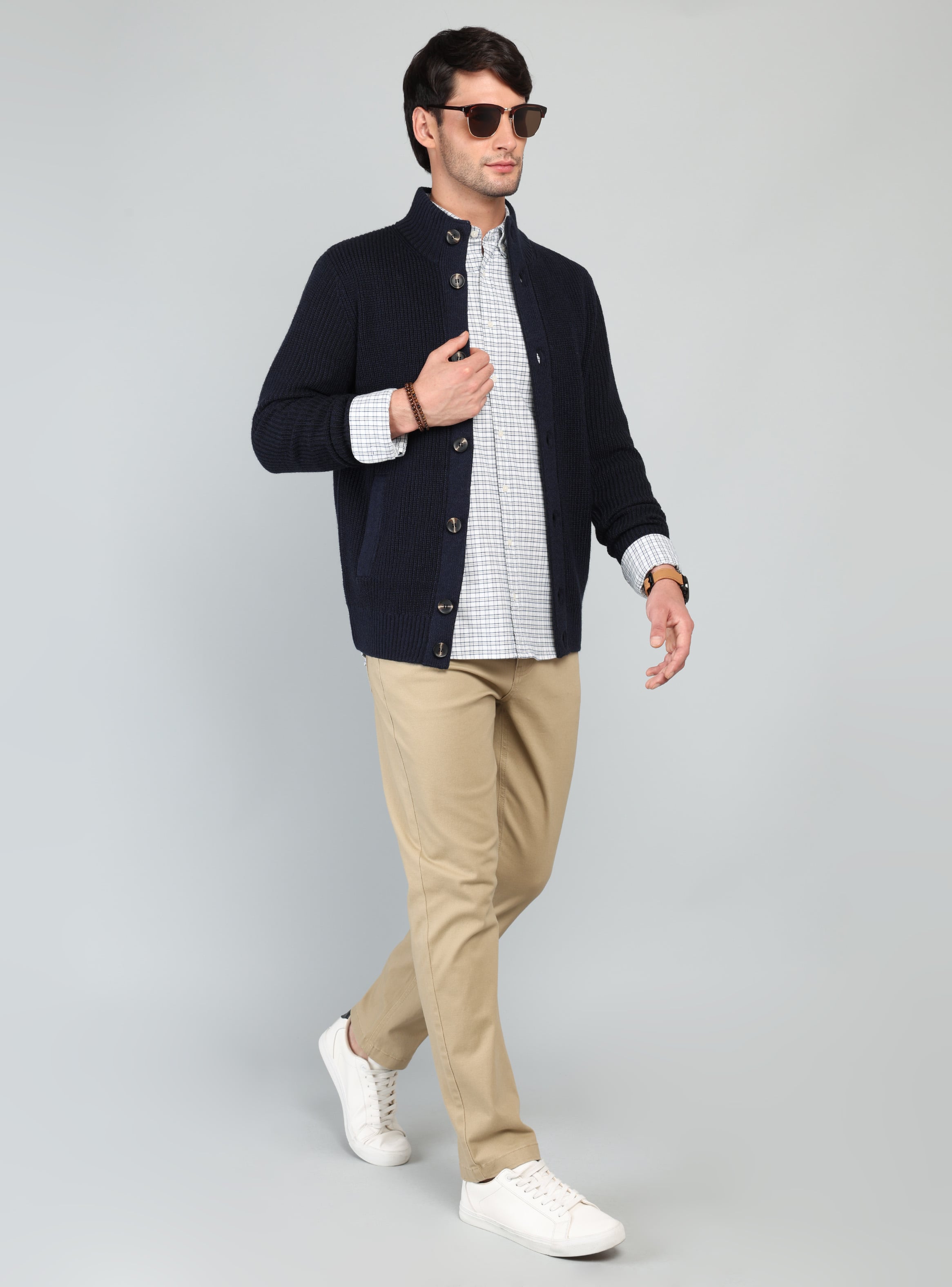 CARDIGAN CUELLO ALTO REGULAR FIT AZUL ARROW - 4