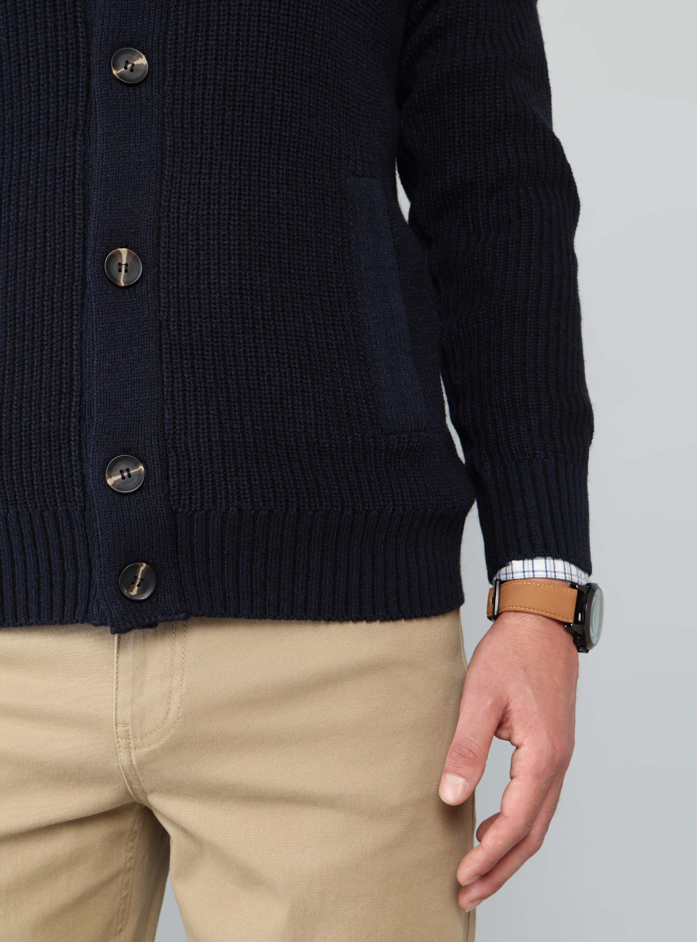 CARDIGAN CUELLO ALTO REGULAR FIT AZUL ARROW - 5