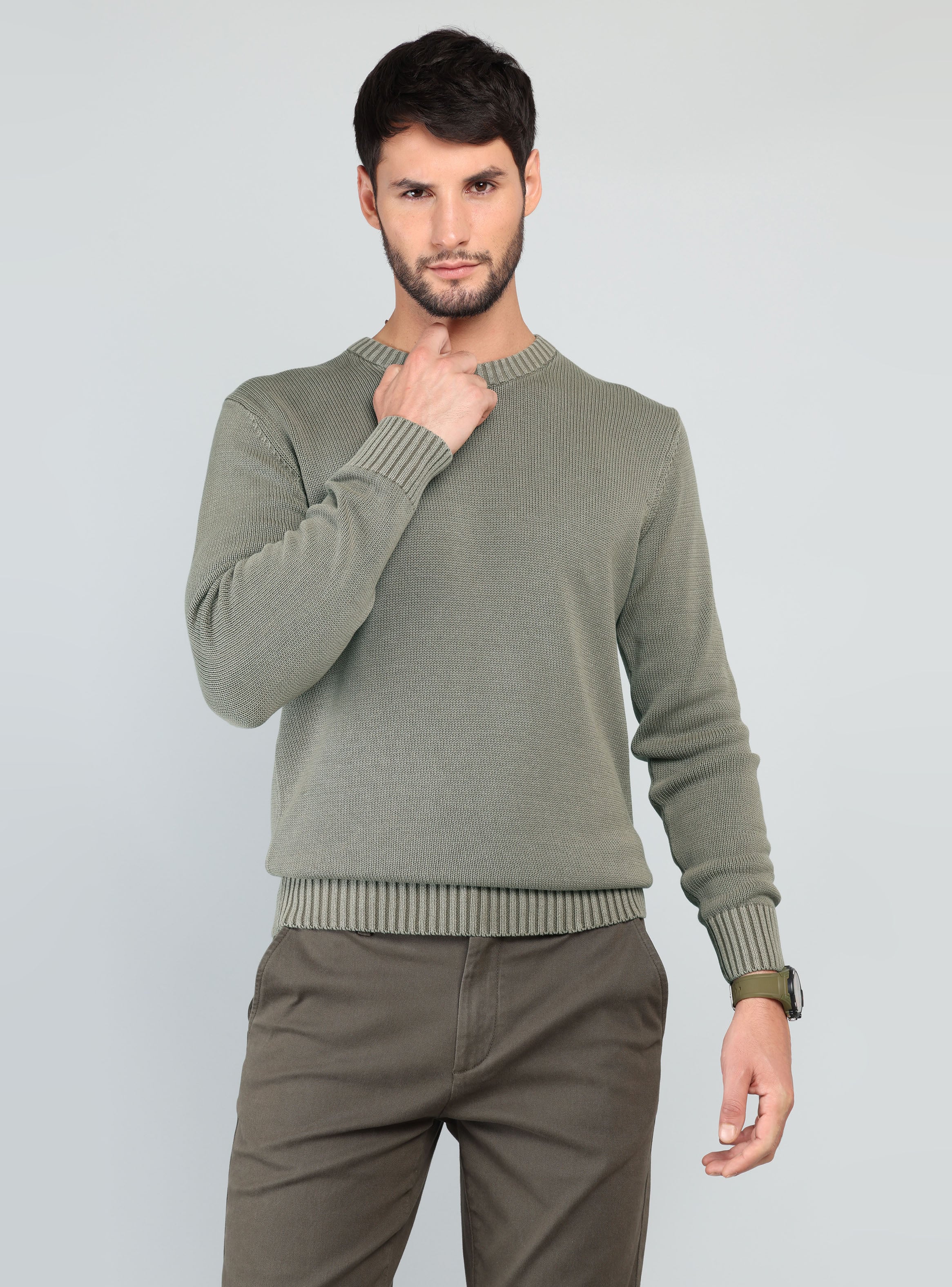 SWEATER STONE WASH REGULAR FIT VERDE ARROW - 1