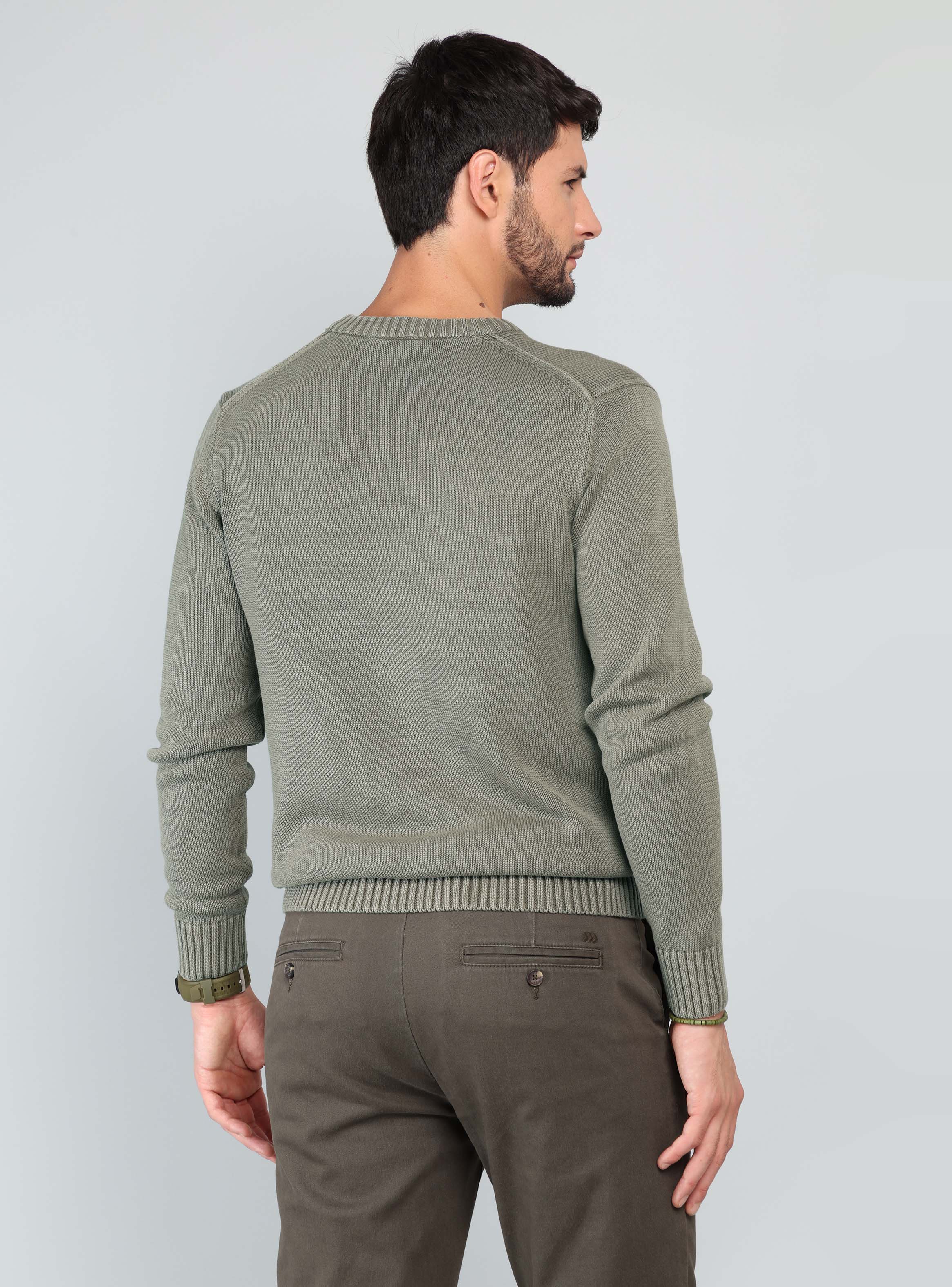 SWEATER STONE WASH REGULAR FIT VERDE ARROW - 2