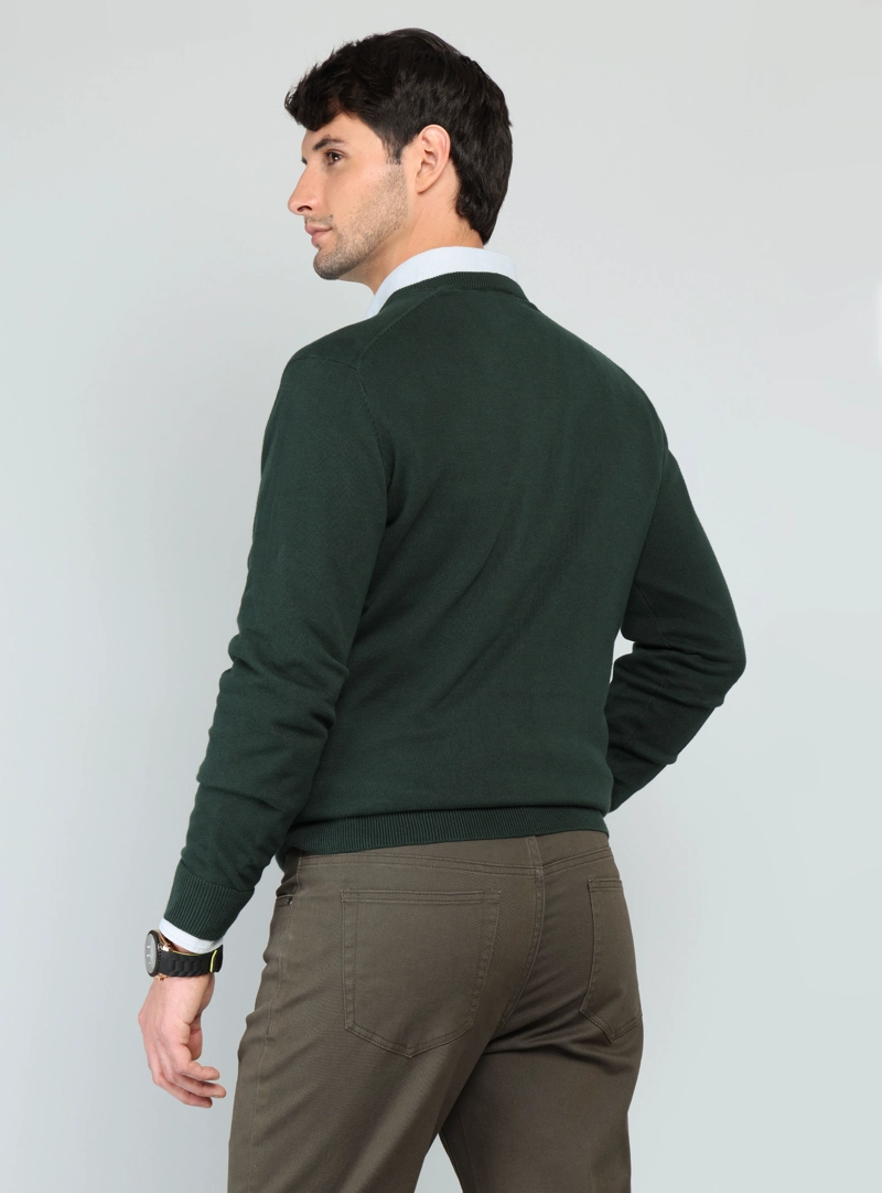 SWEATER CUELLO V REGULAR FIT VERDE ARROW - 2