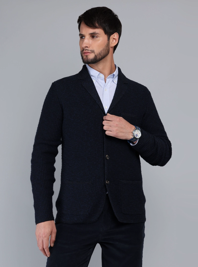 CARDIGAN TEXTURADO REGULAR FIT AZUL MARINO ARROW - 1