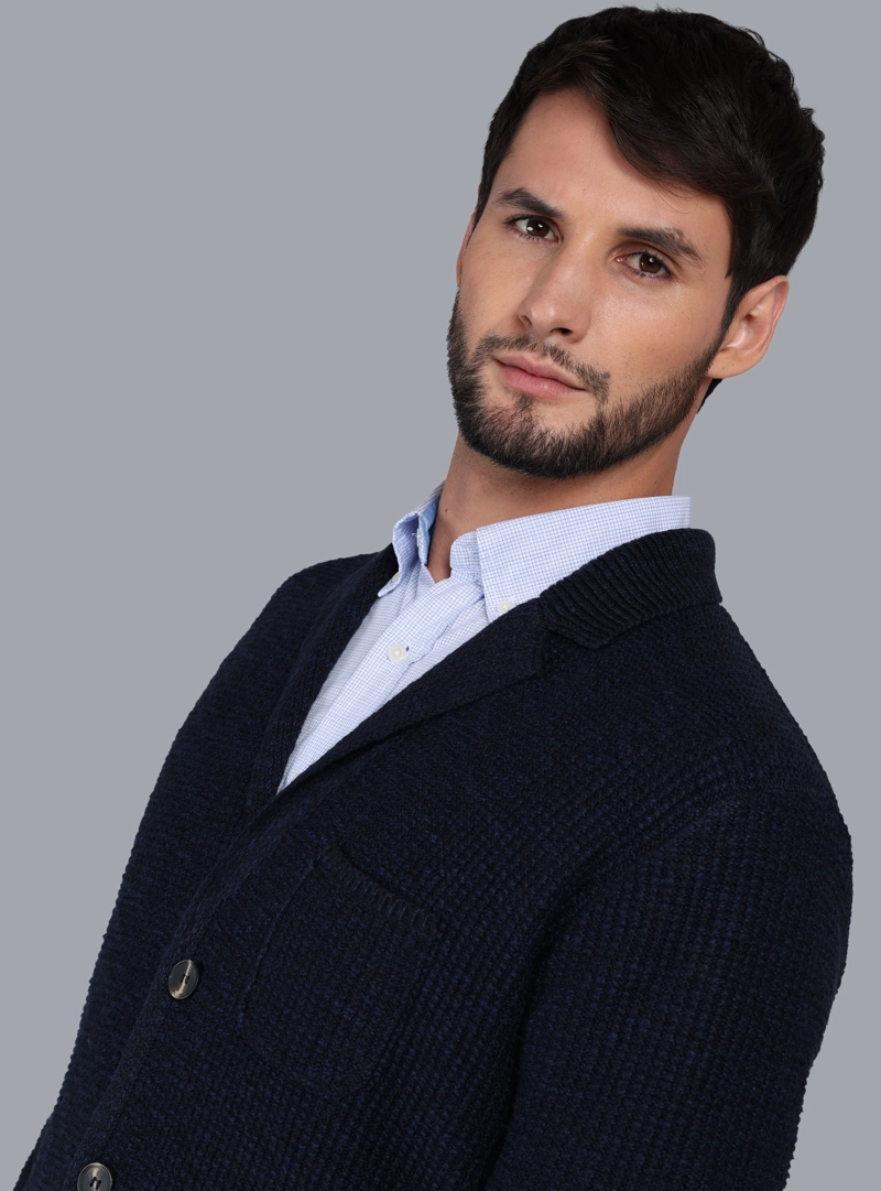 CARDIGAN TEXTURADO REGULAR FIT AZUL MARINO ARROW - 3