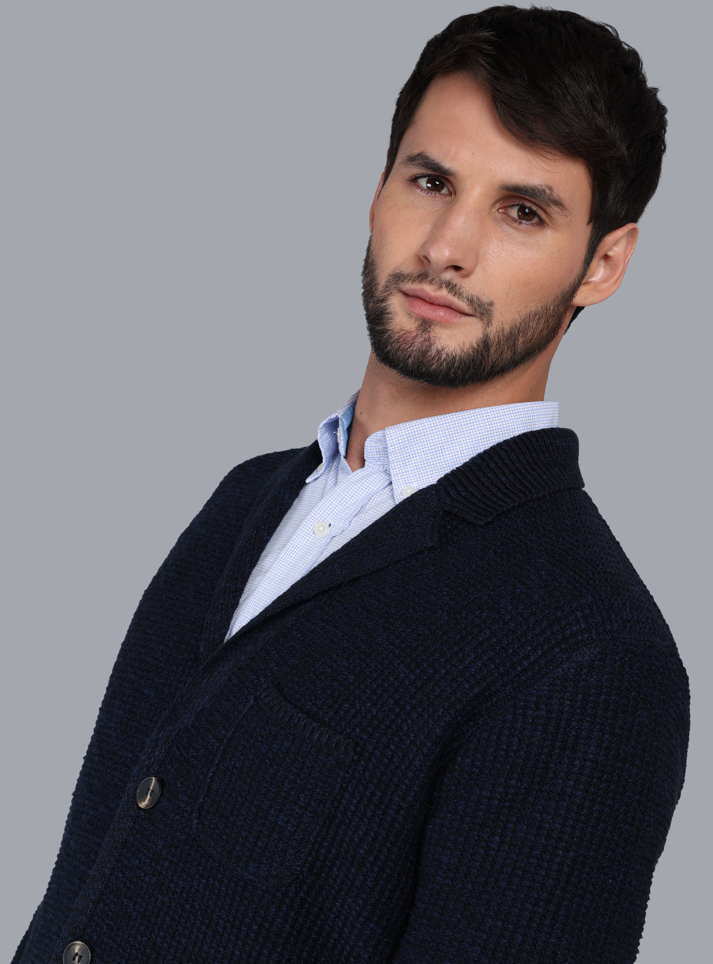 CARDIGAN TEXTURADO REGULAR FIT AZUL MARINO ARROW - 3