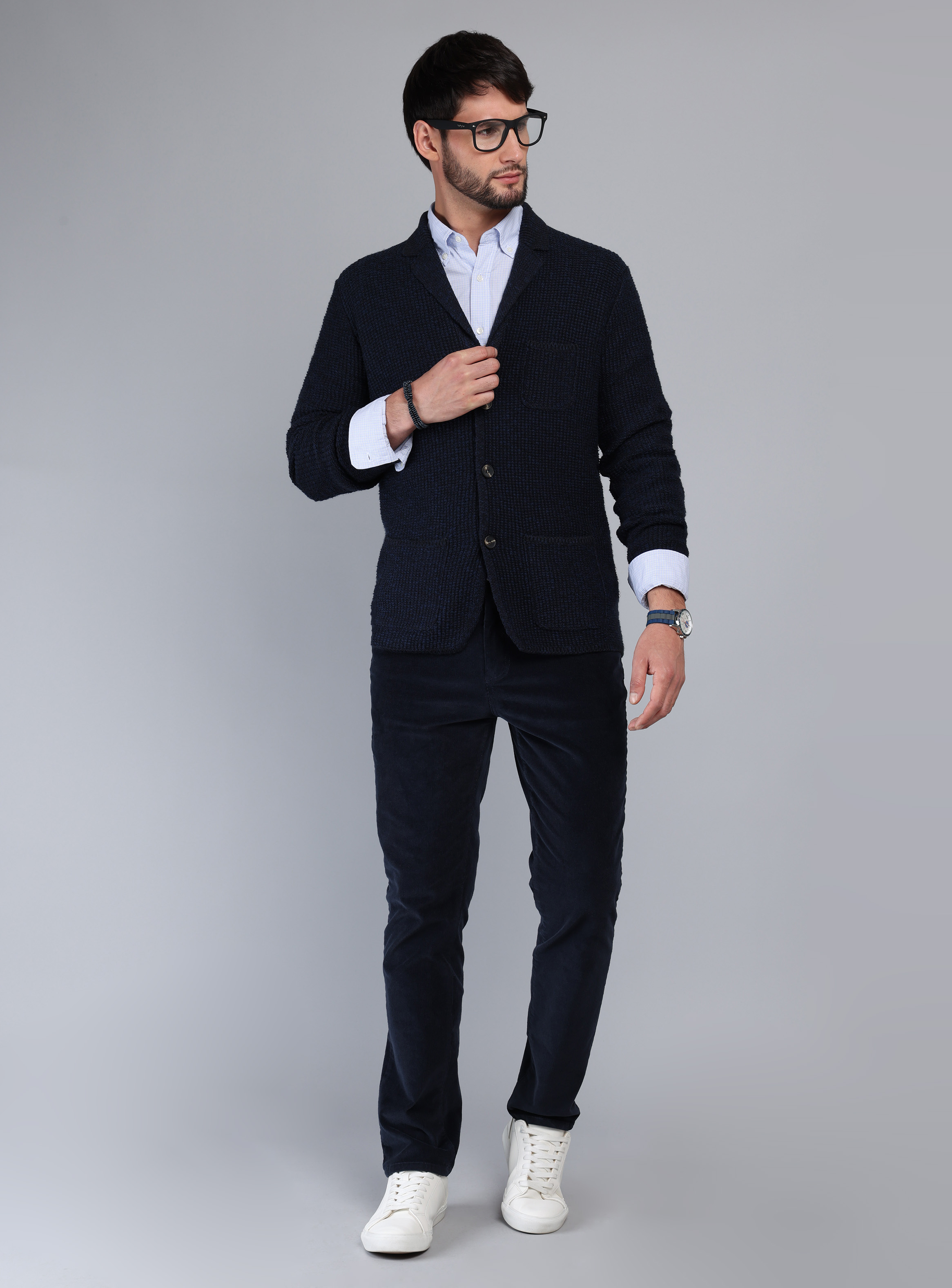 CARDIGAN TEXTURADO REGULAR FIT AZUL MARINO ARROW - 4