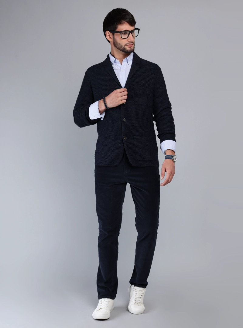 CARDIGAN TEXTURADO REGULAR FIT AZUL MARINO ARROW - 4