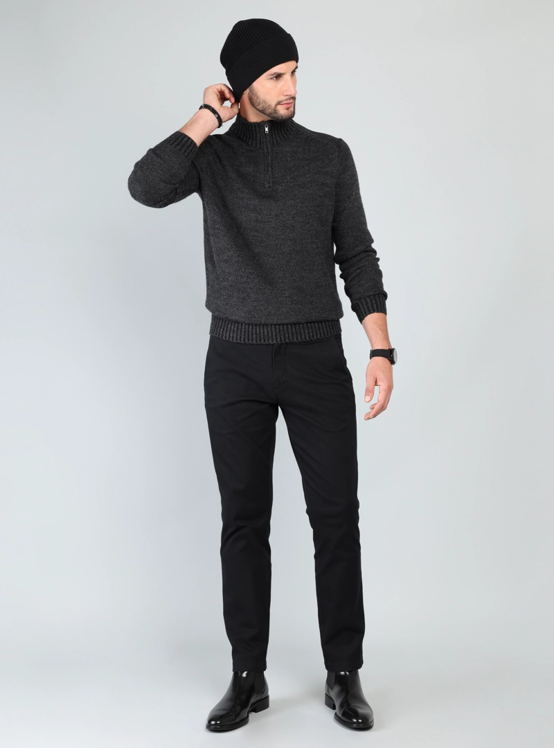 SWEATER CUELLO ALTO REGULAR FIT GRIS OSCURO ARROW - 4