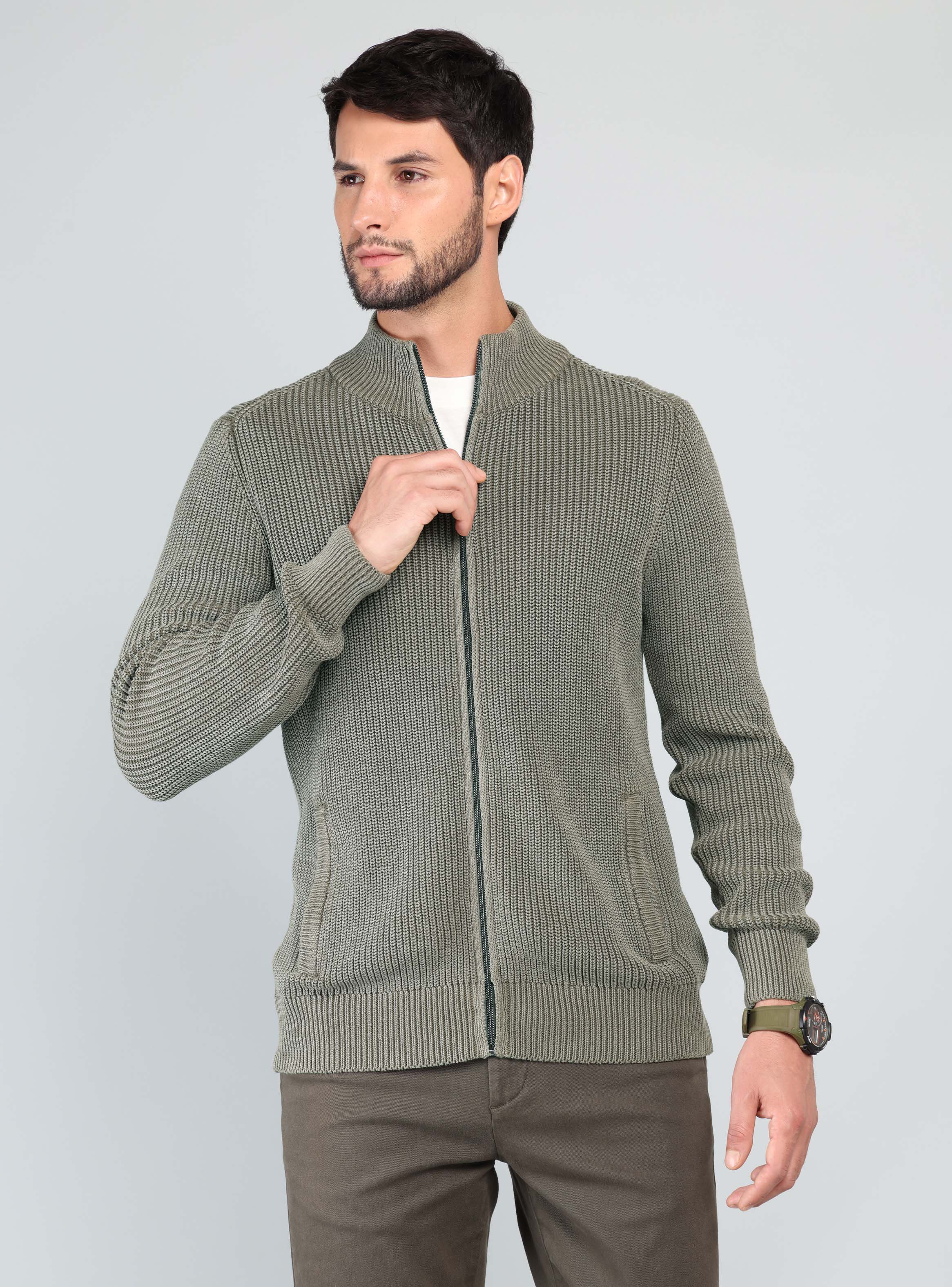 SWEATER STONE WASH REGULAR FIT VERDE ARROW - 1