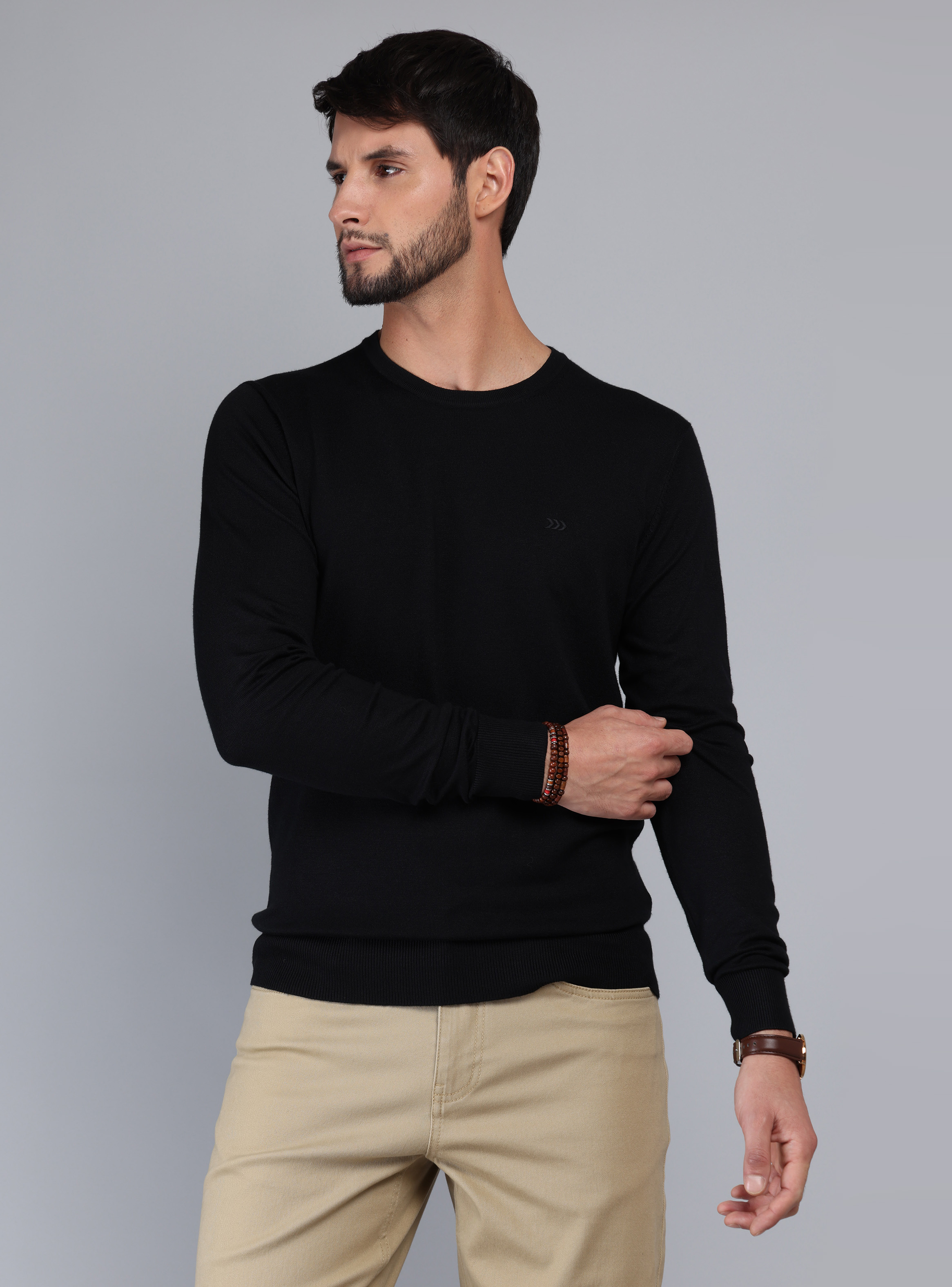 SWEATER CUELLO REDONDO REGULAR FIT NEGRO ARROW - 1