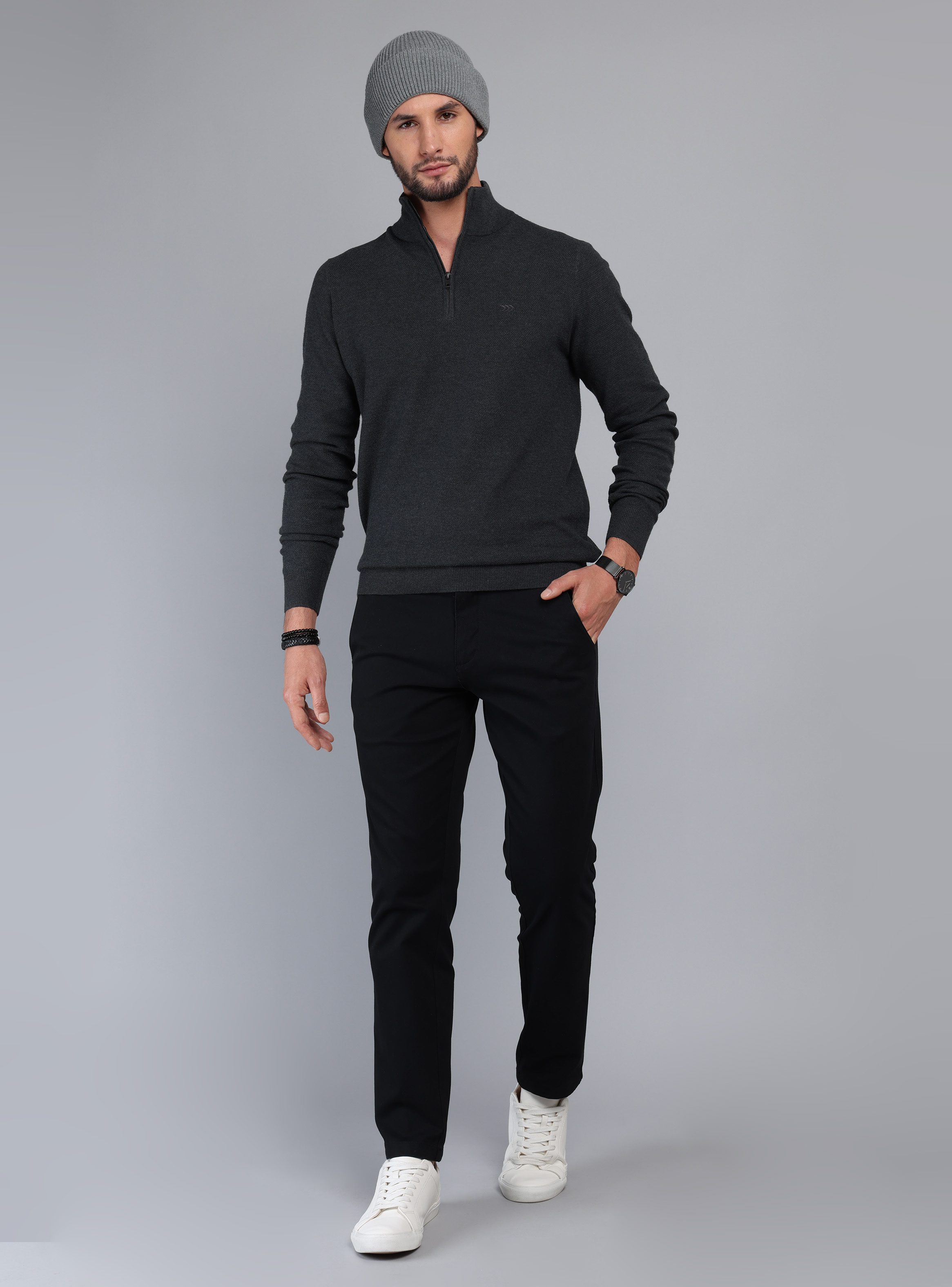 SWEATER CUELLO ALTO REGULAR FIT GRIS OSCURO ARROW - 4