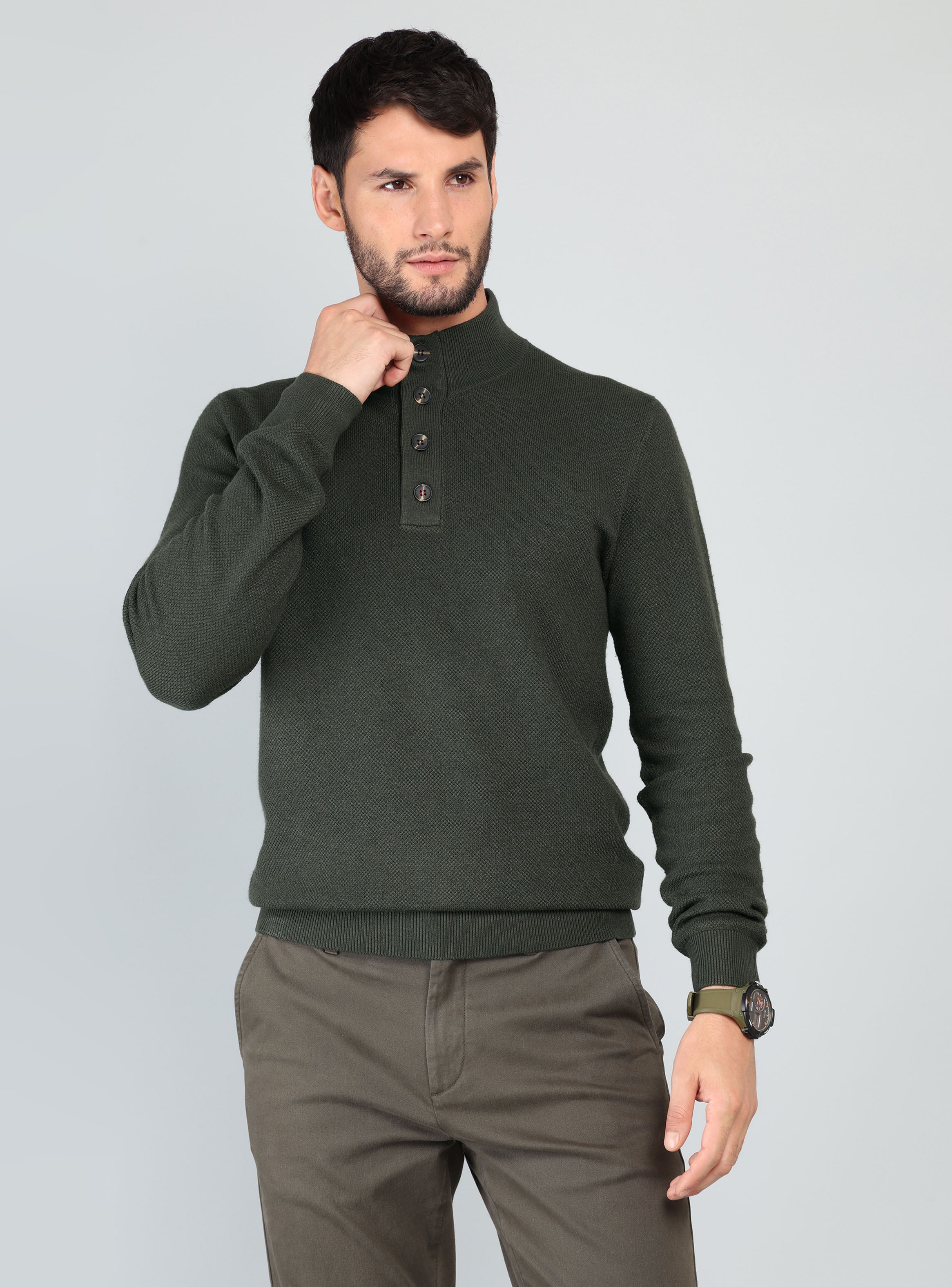 SWEATER CUELLO ALTO REGULAR FIT VERDE ARROW - 1